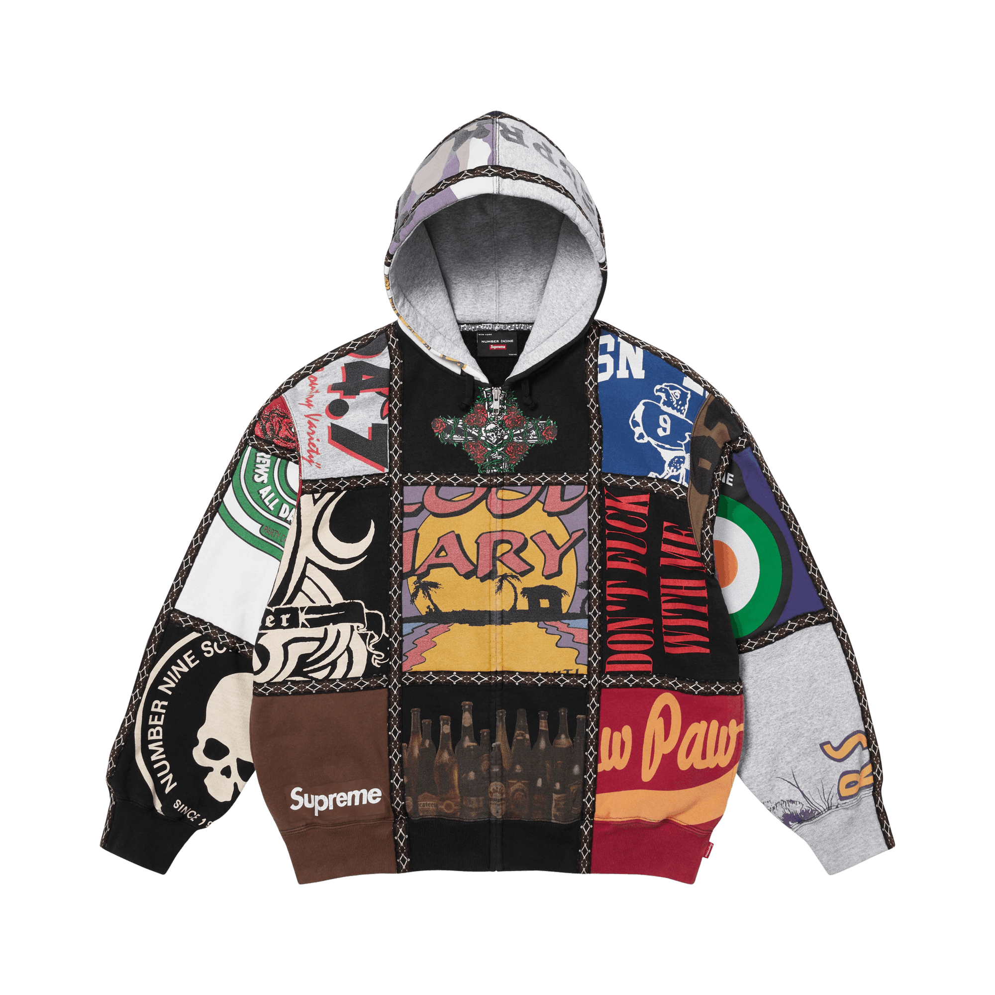Supreme x Number (N)Ine Patchwork Zip Up Hooded Sweatshirt 'Multicolor'