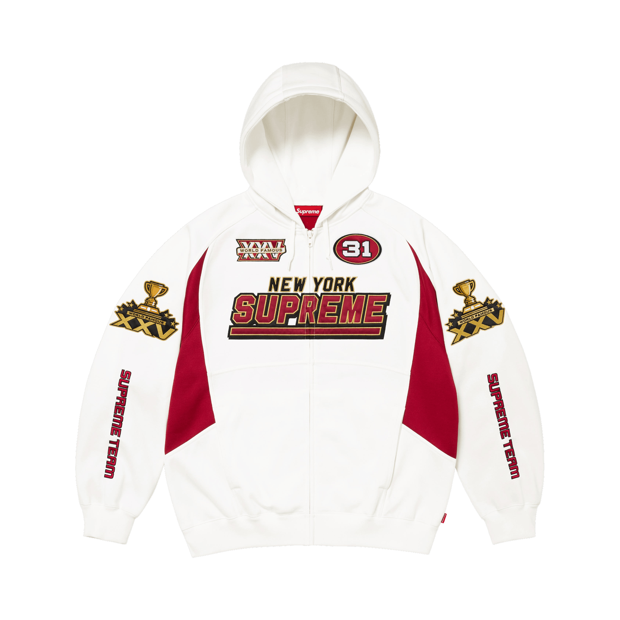 Supreme Football Zip Up Hooded Sweatshirt 'White'