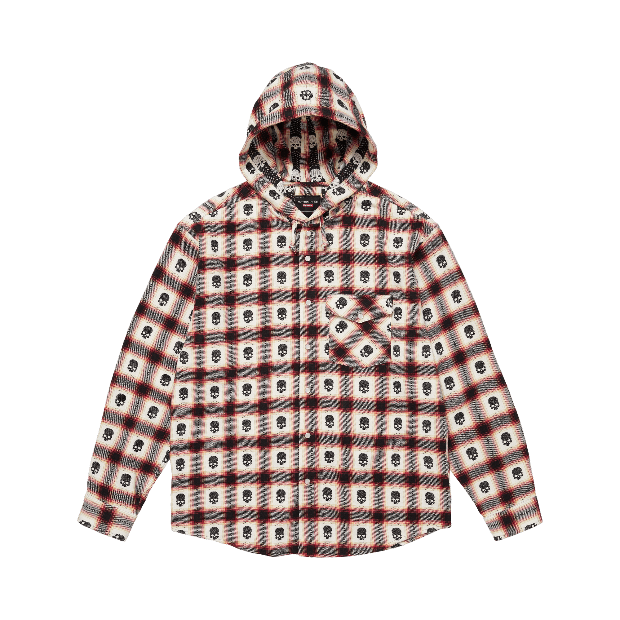 Supreme x Number (N)Ine Hooded Flannel Shirt 'White'