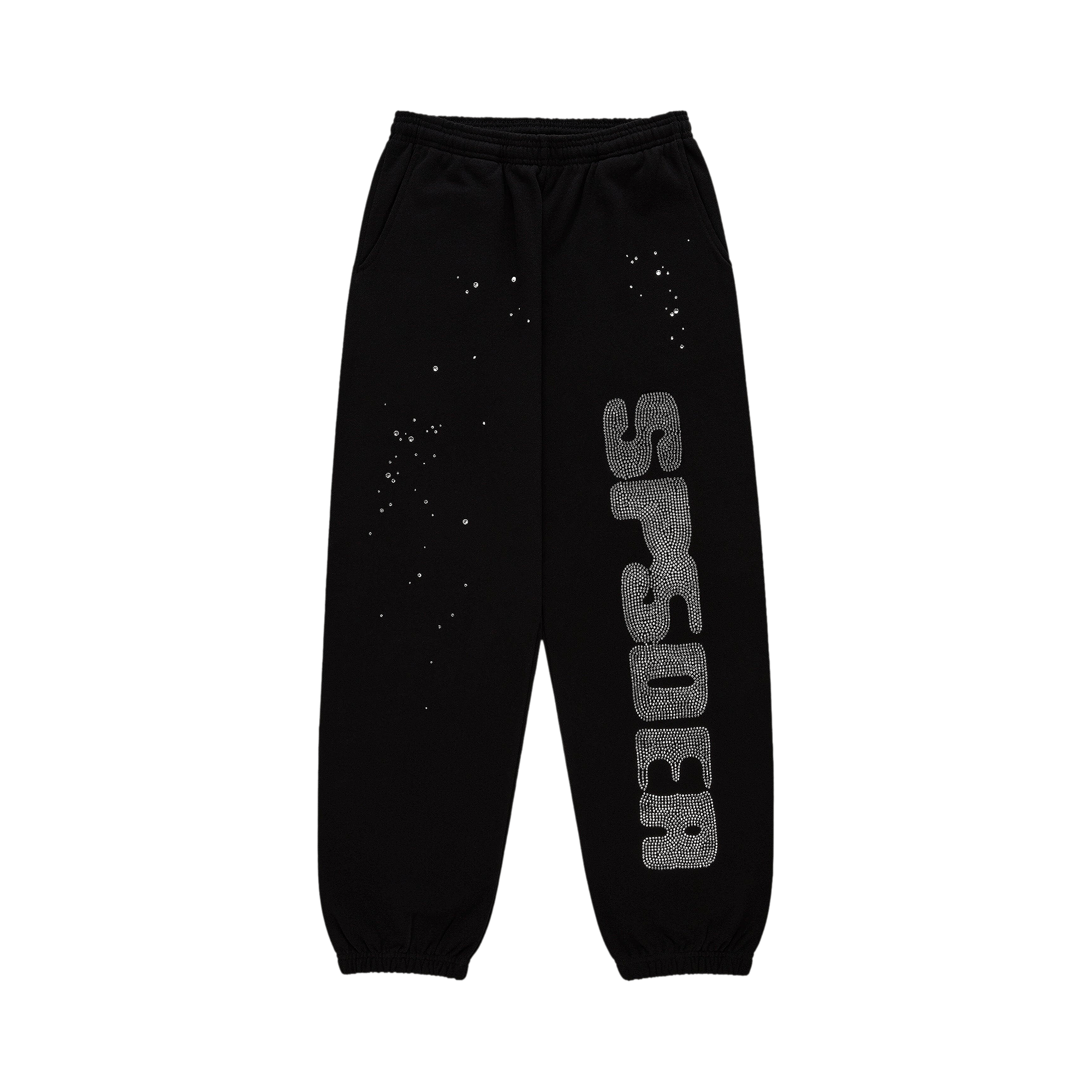 Sp5der Rhinestone Silk Sweatpant 'Black'