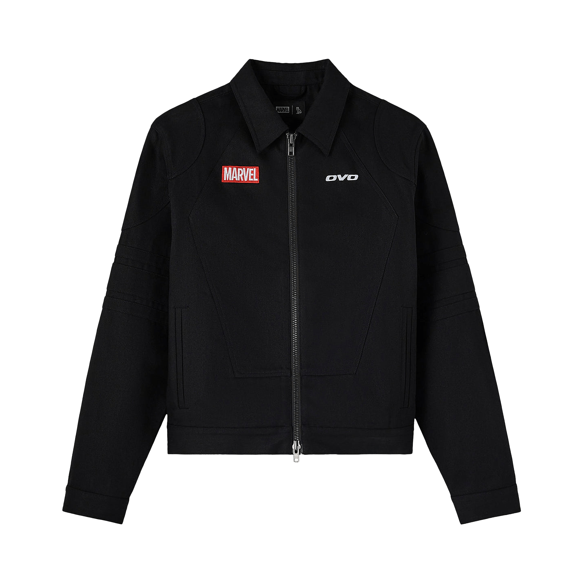 OVO x Marvel Ghost Rider Denim Moto Jacket 'Black Rigid'