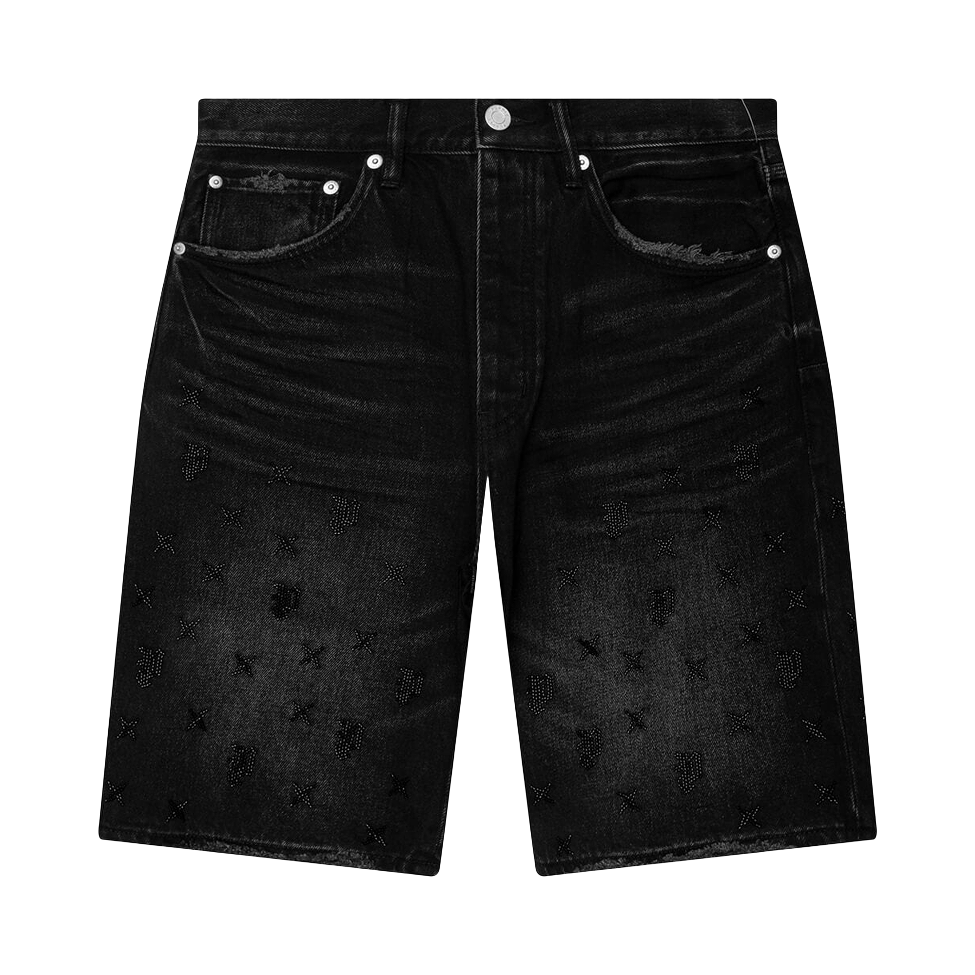 PURPLE BRAND Beaded Monogram Shorts 'Black'