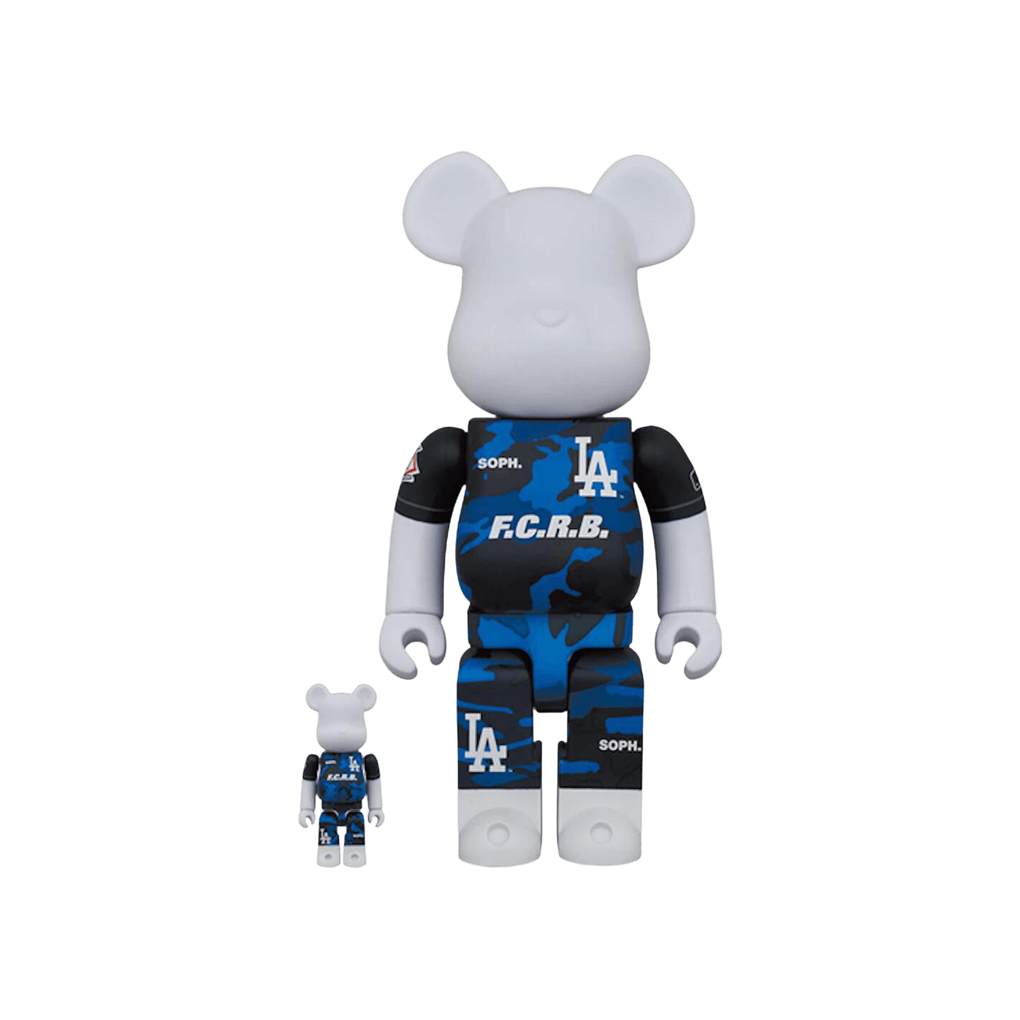 BE@RBRICK x F.C.R.B x MLB Los Angeles Dodgers 100% & 400% Set 'White/Blue'