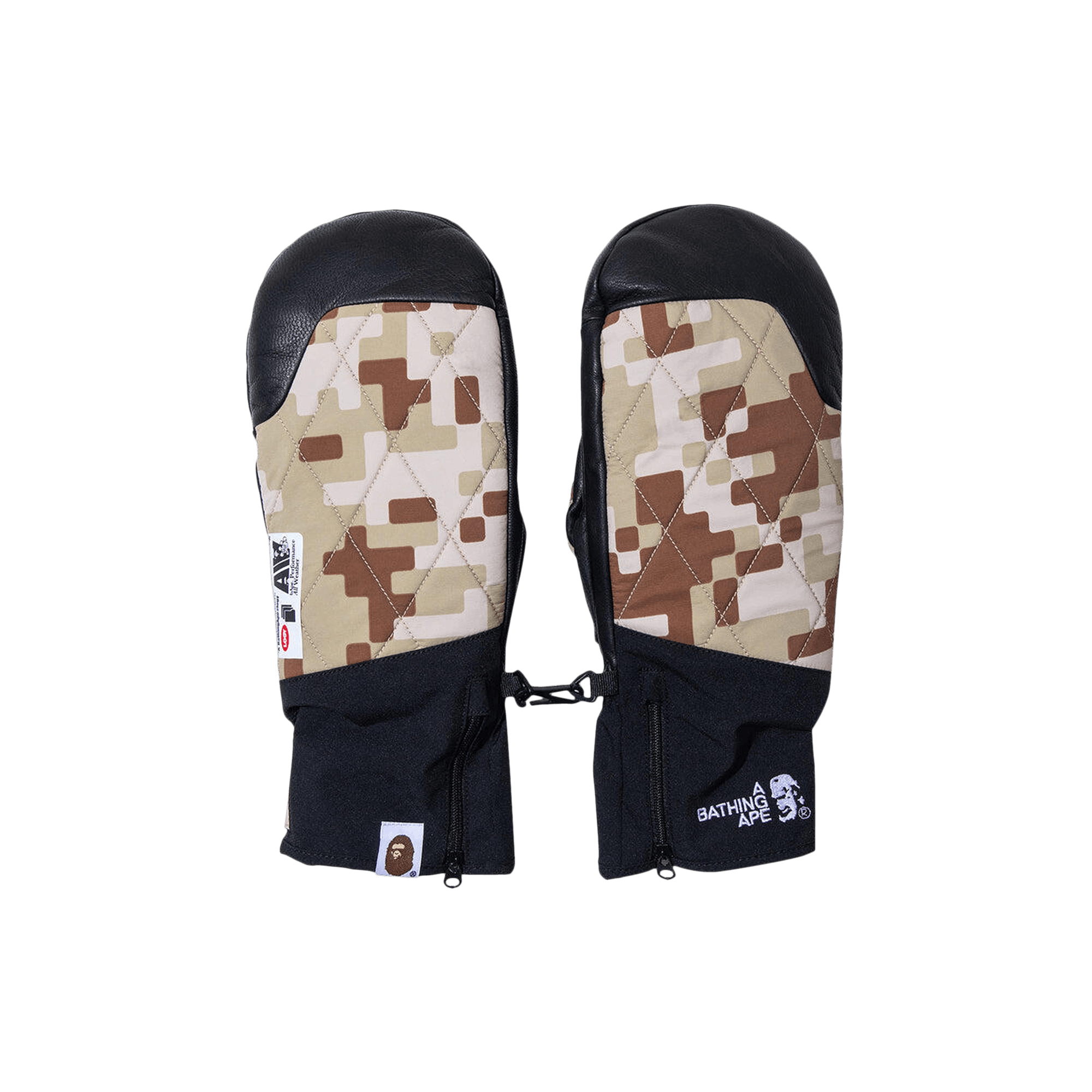 BAPE x Kazuki Kuraishi Pixelate Camo Polar Fleece Gloves 'Beige'
