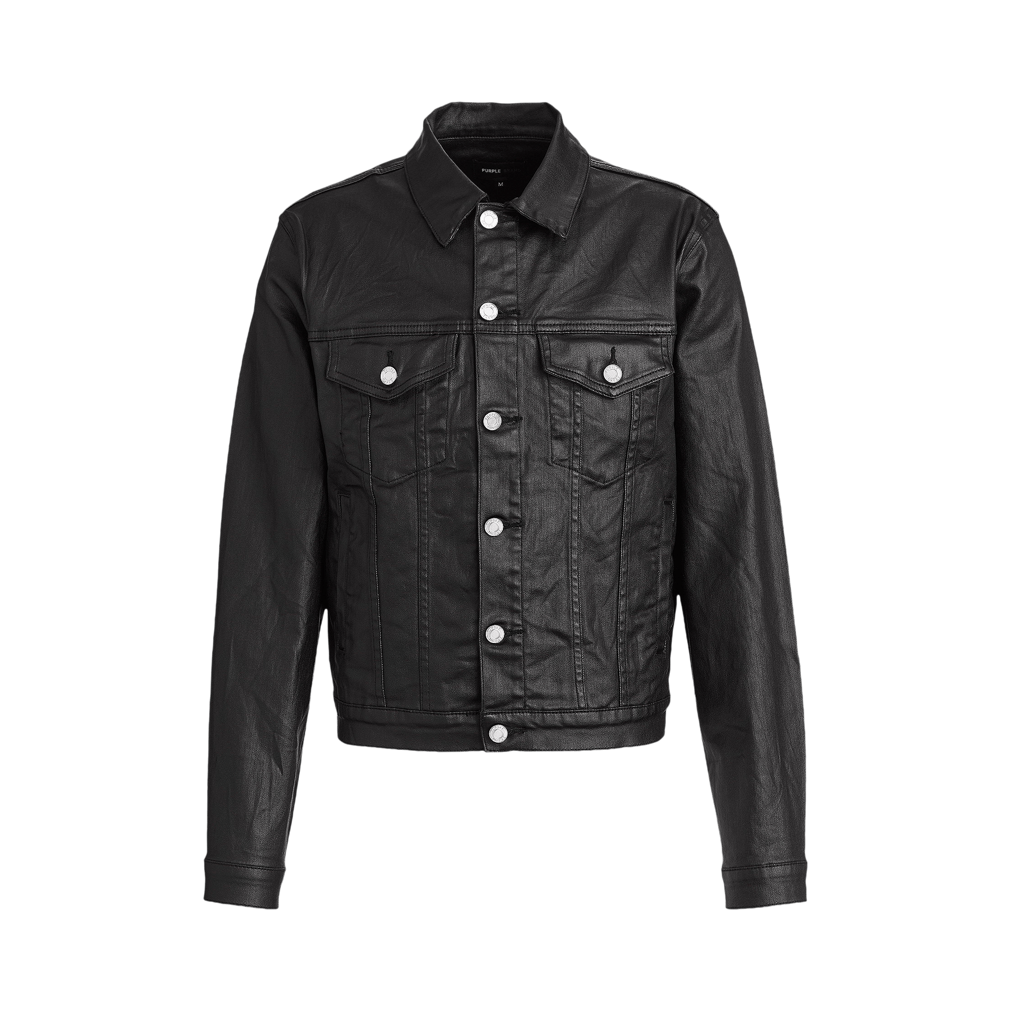 PURPLE BRAND Creased Film Trucker Jacket 'Black'