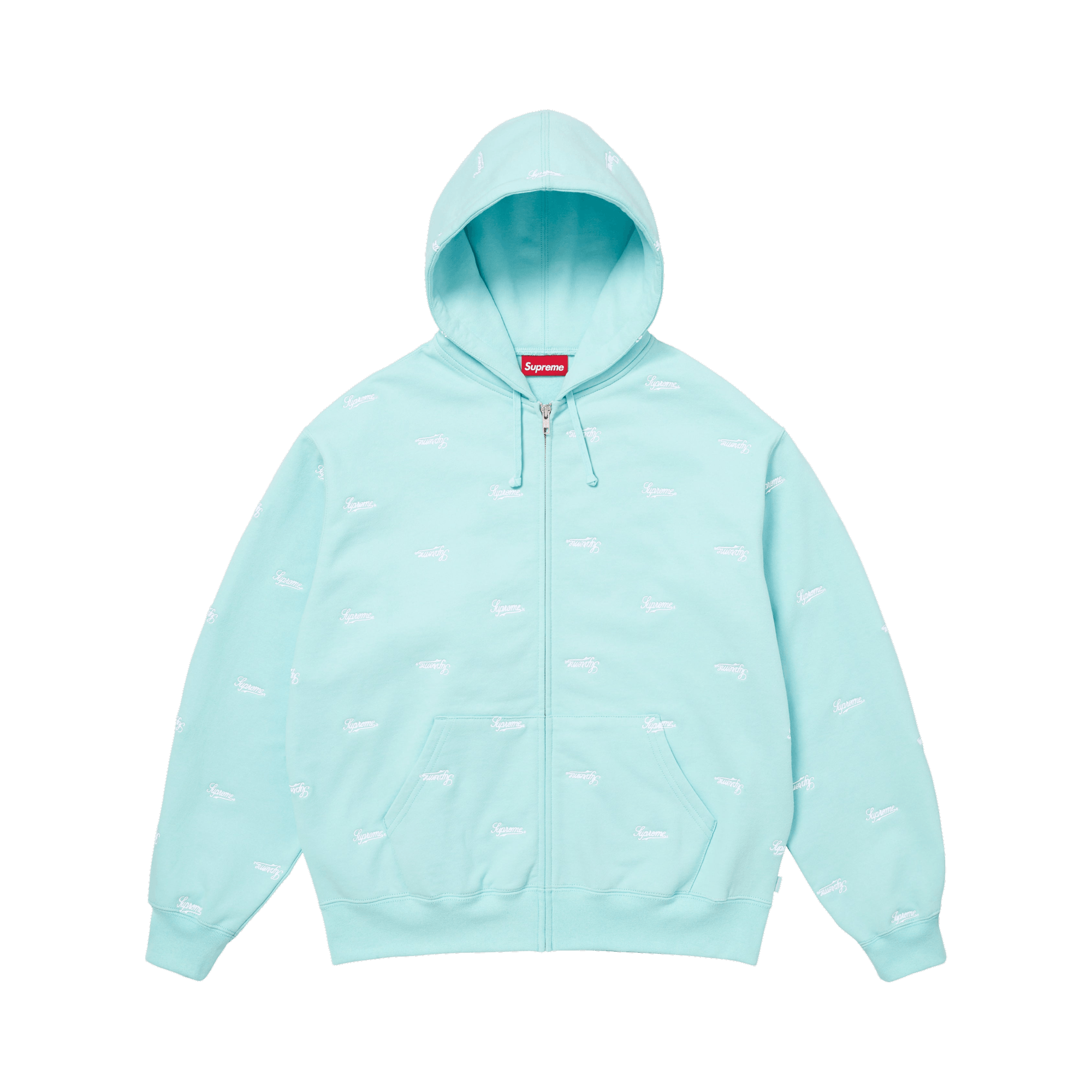 Supreme Repeat Script Zip Up Hooded Sweatshirt 'Aqua'