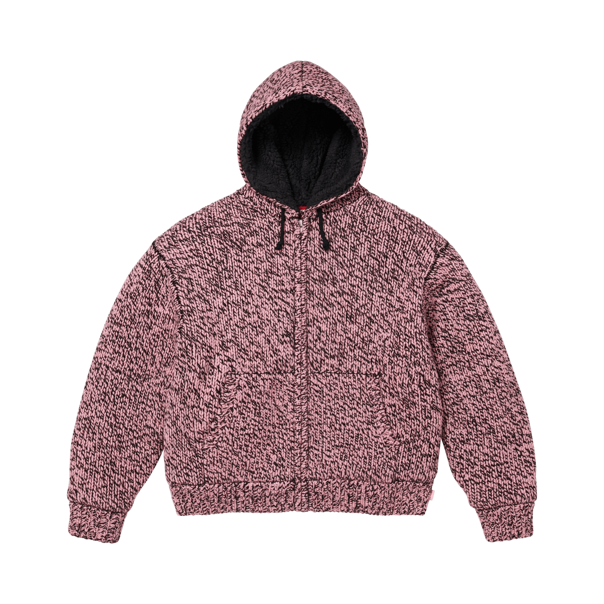 Supreme Faux Shearling Lined Zip Up Hooded Sweater 'Pink MéLange'