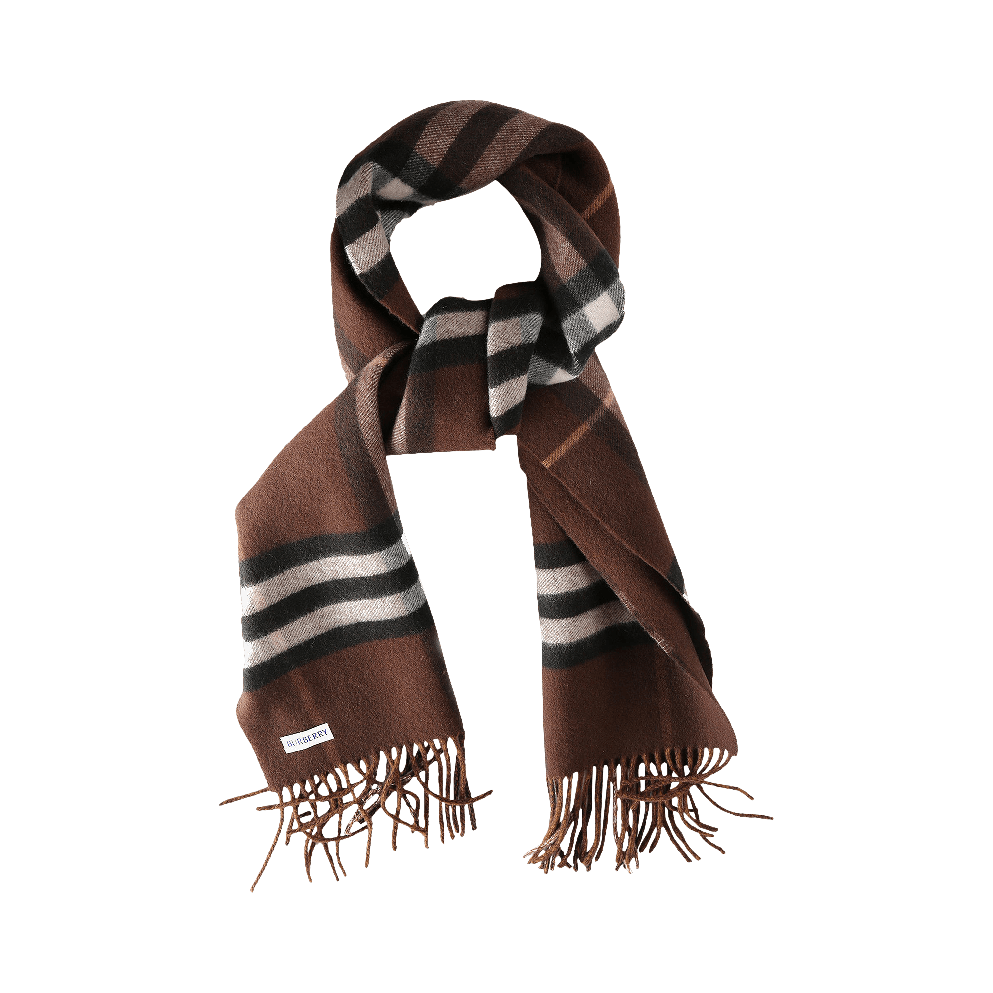 Burberry Reversible Ekd Check Cashmere Scarf 'Treacle Brown'