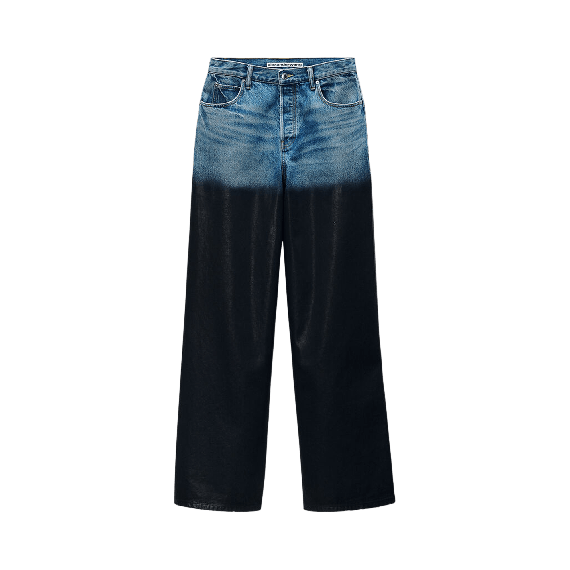 Alexander Wang Partial Coating Surge Low Rise Wide Leg Jean 'Vintage Marbled Blue'