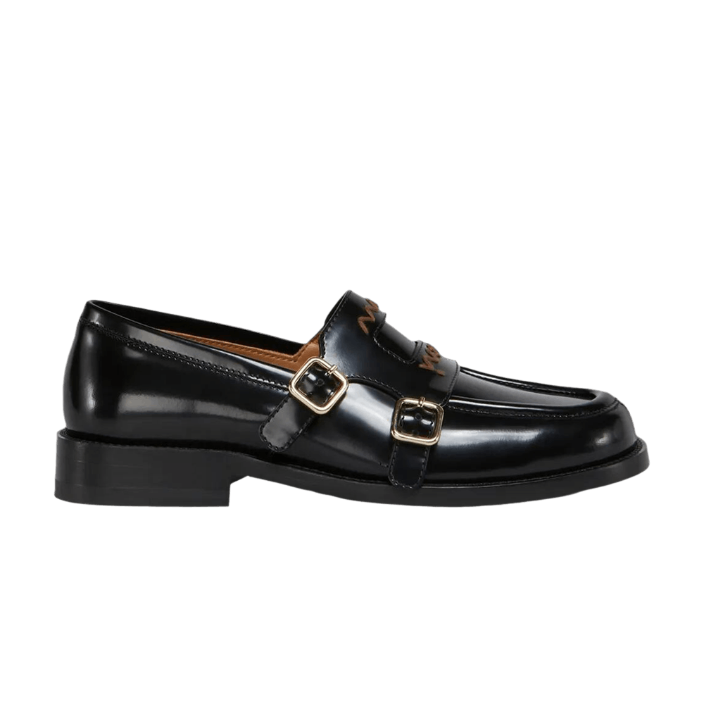 Marni Wmns Double Buckle Leather Moccasin 'Black'