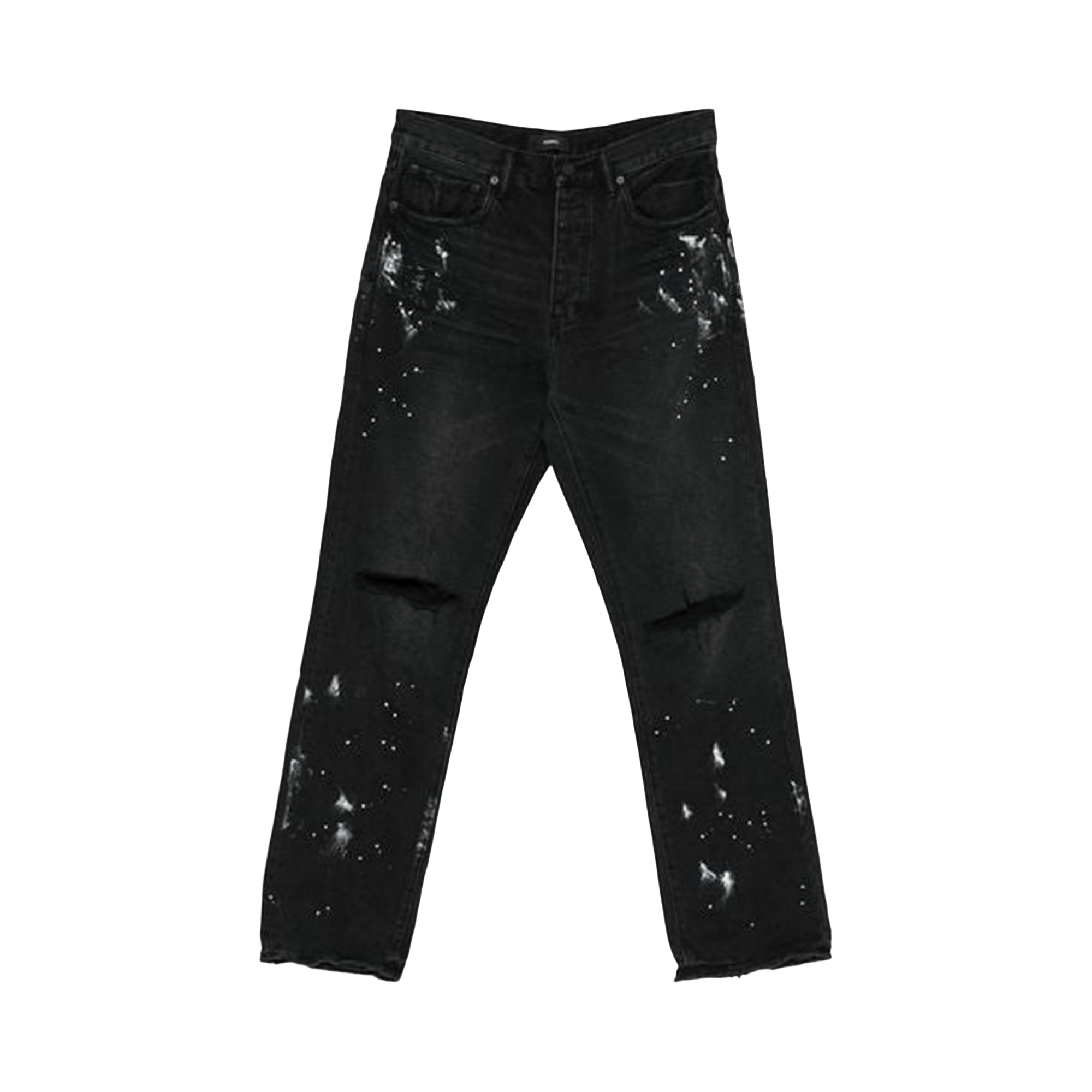 PURPLE BRAND Knee Slit Paint Splatters Denim 'Black'