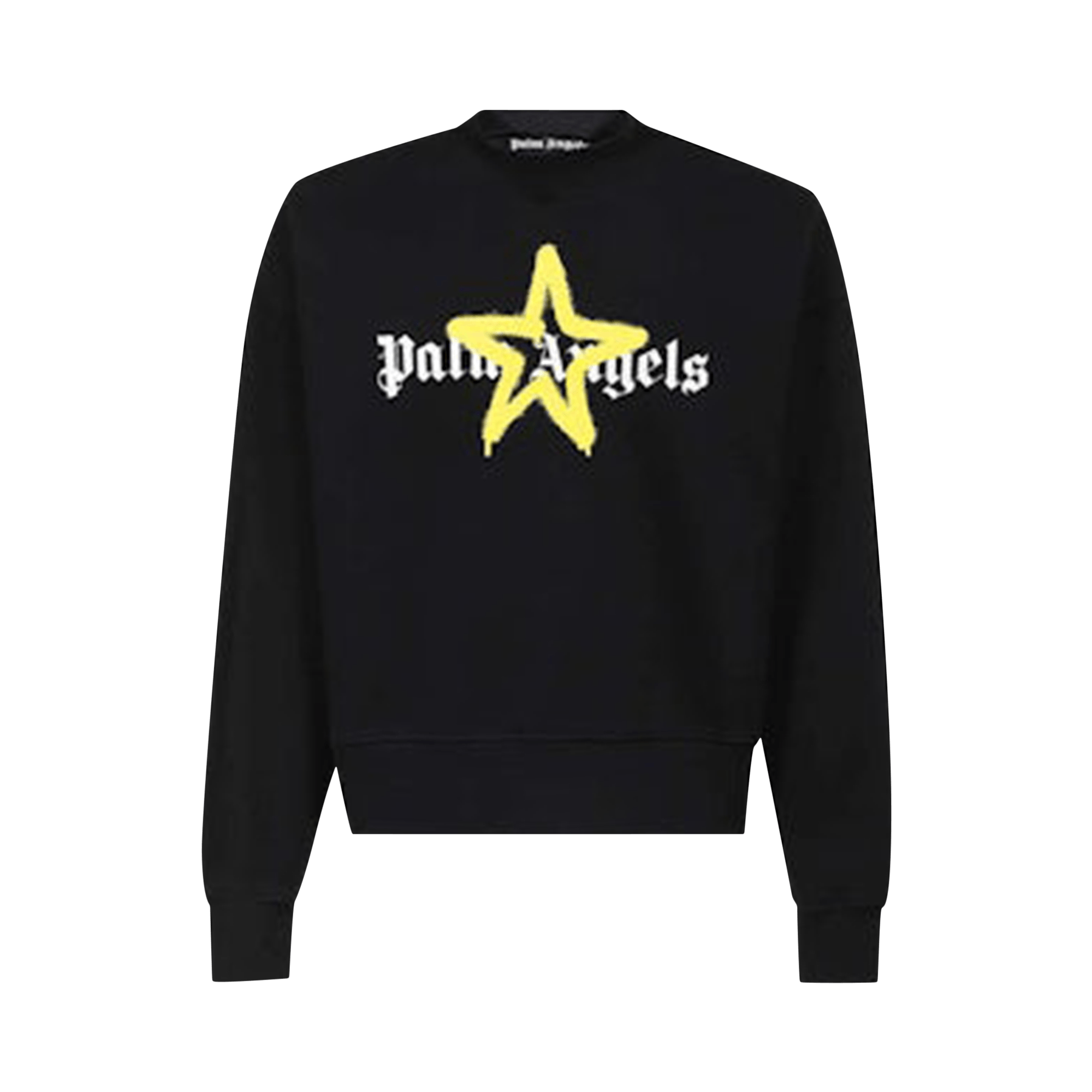 Palm Angels Spray Star Logo Sweatshirt 'Black/Yellow'