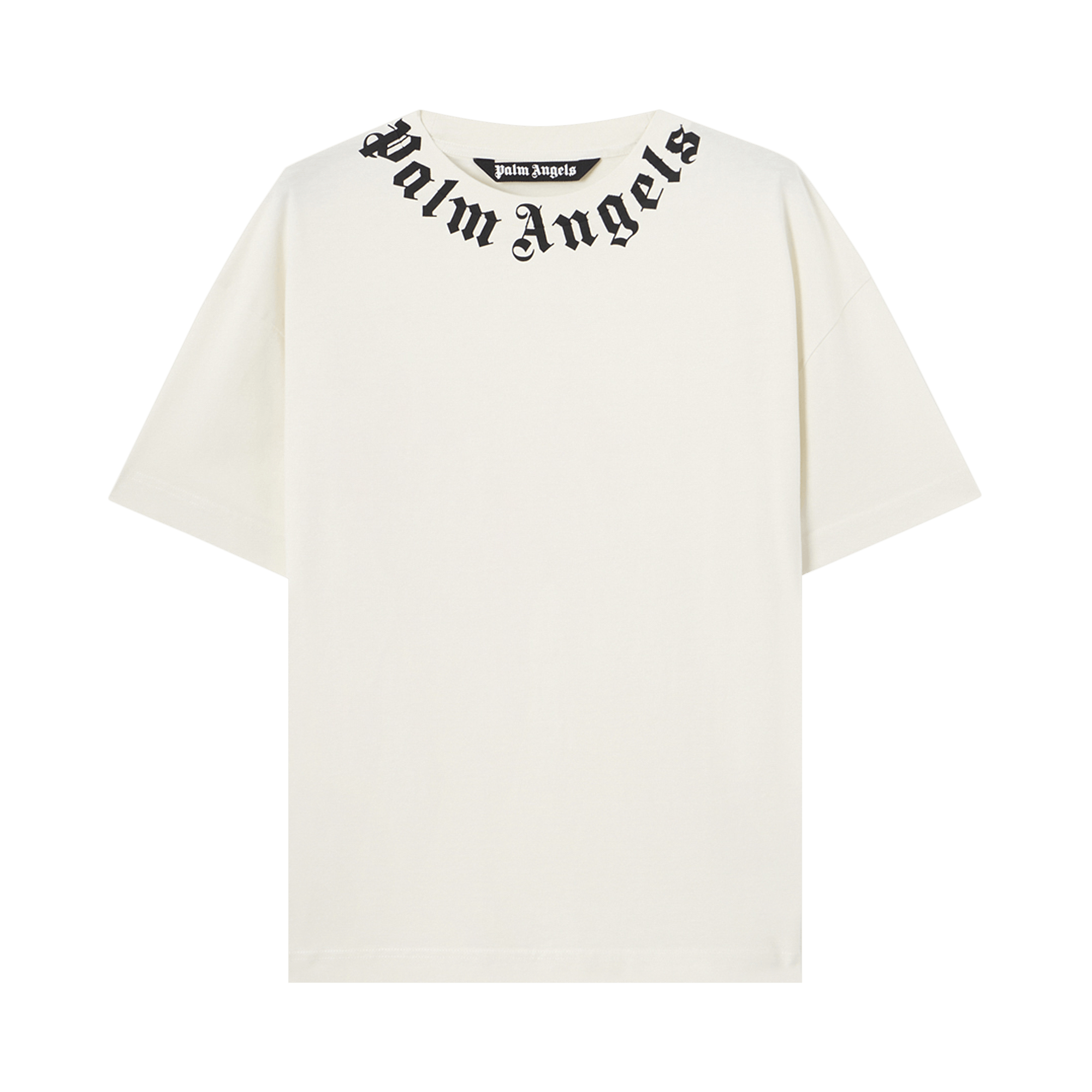 Palm Angels Neck Logo Regular Tee 'Off White/Black'