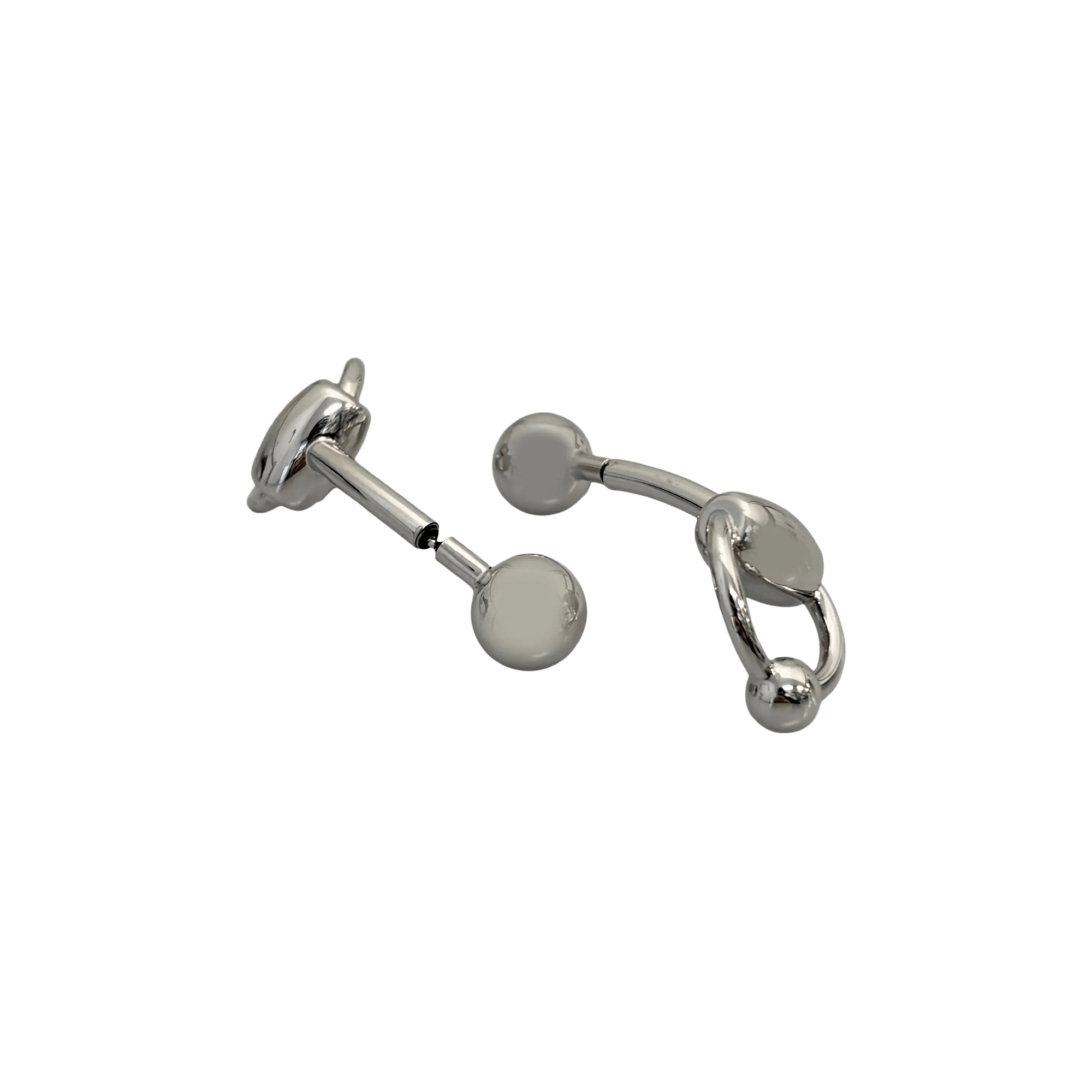 Jean Paul Gaultier Equestrian Piercing Earrings 'Shiny Silver'