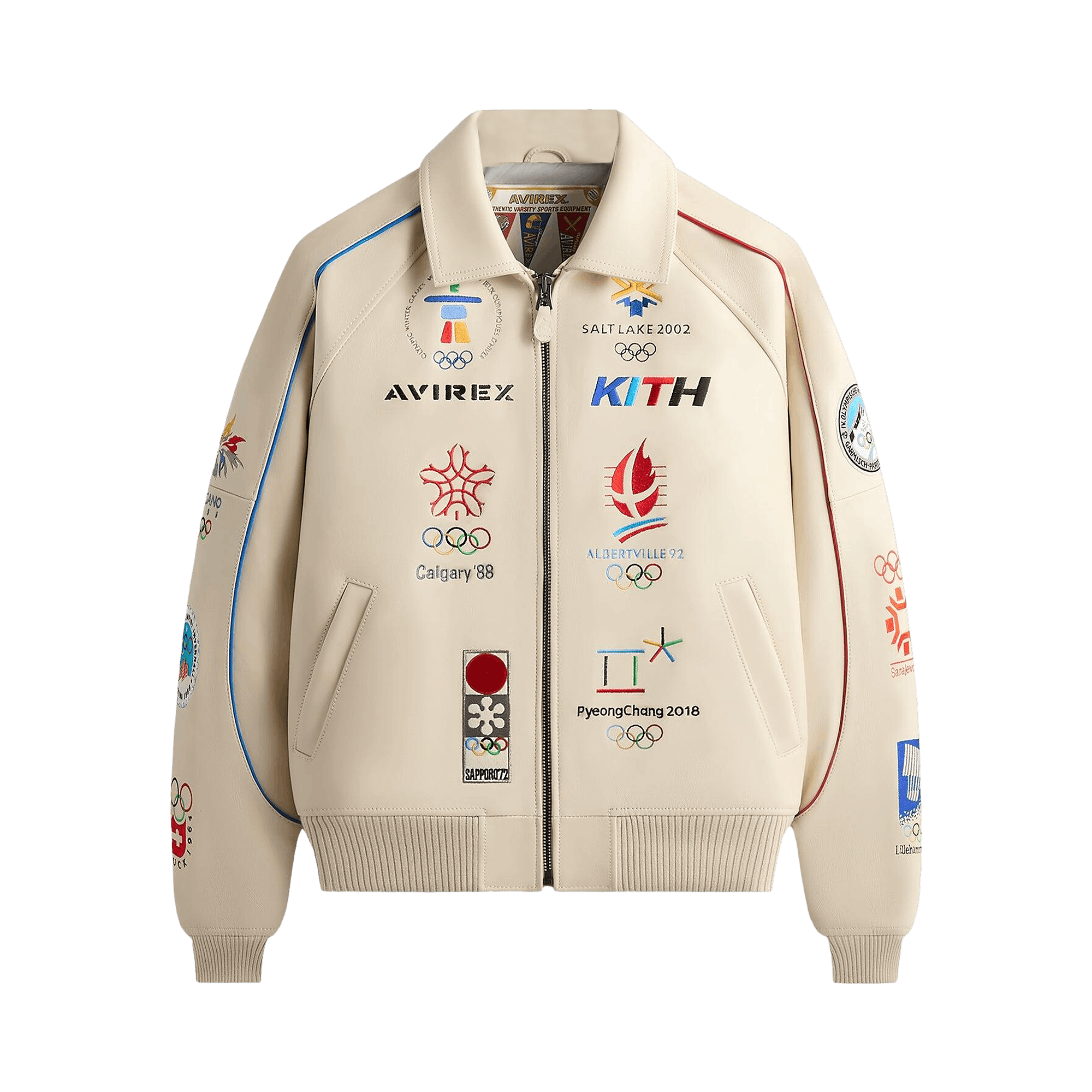 Kith x Avirex For Olympics Heritage Leather Bomber Jacket 'Tofu'