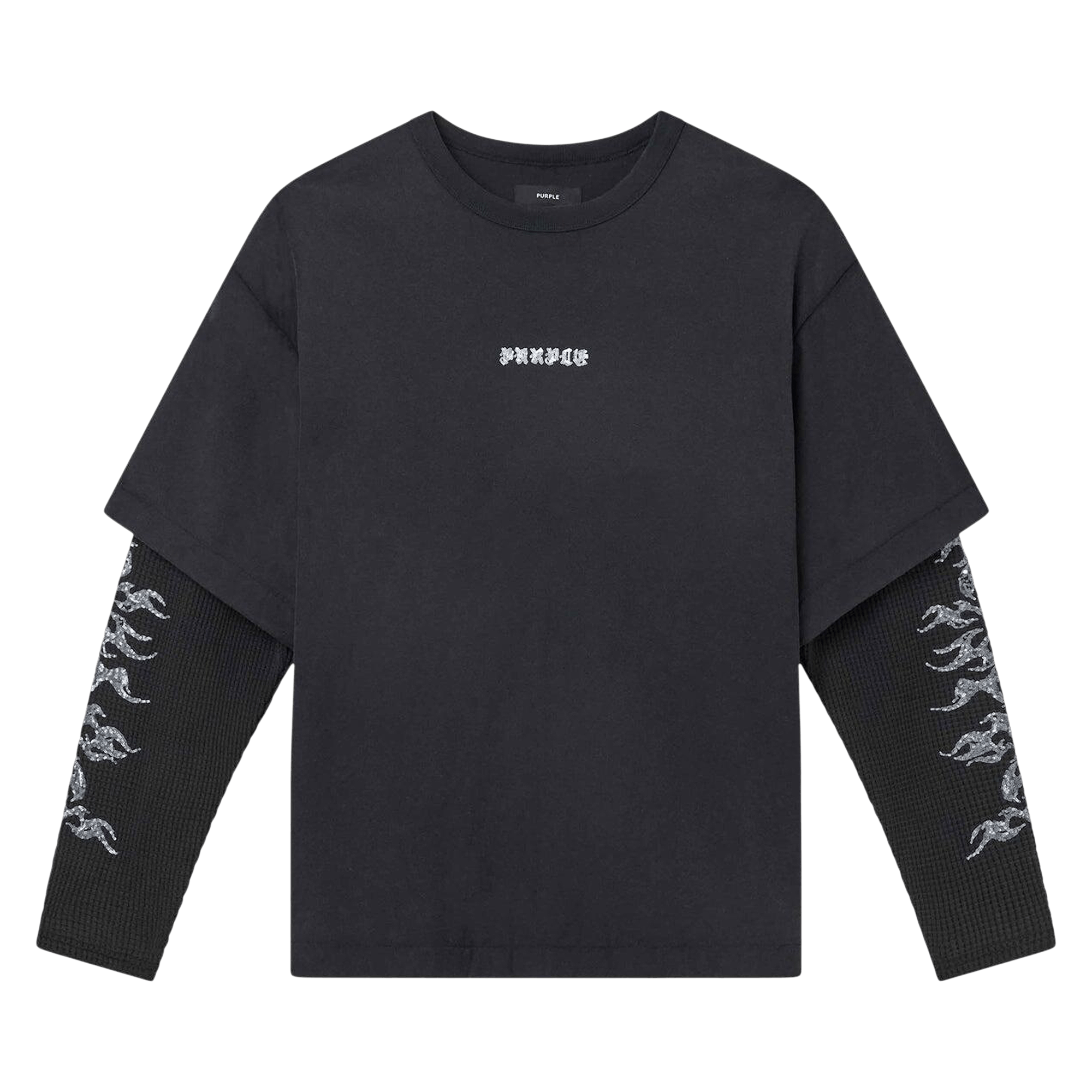 PURPLE BRAND Textured Jersey Padded Tee 'Black'