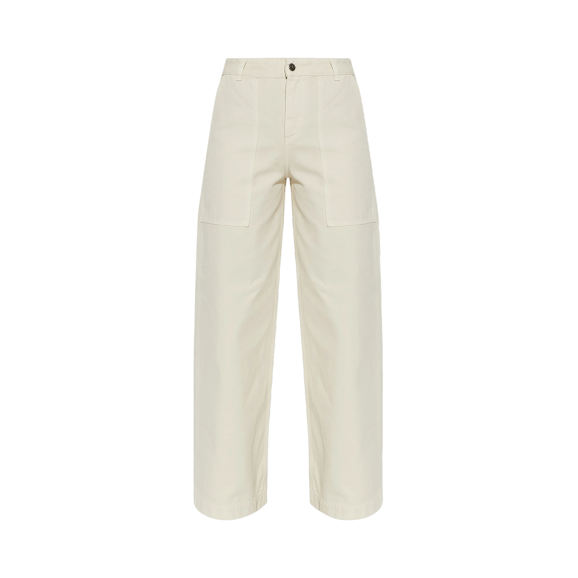 Moncler Button Zipper Closure Straight Leg Trousers 'Light Beige'