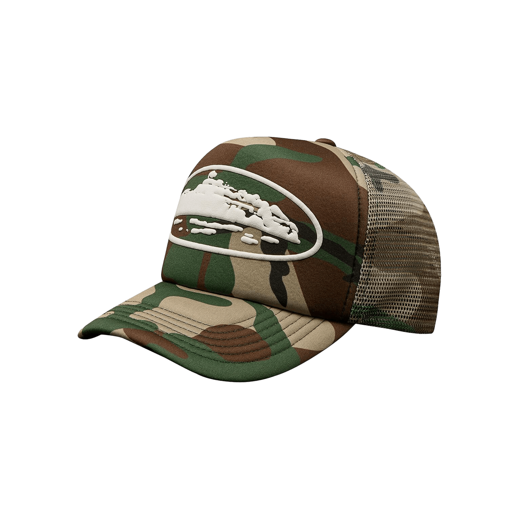 Corteiz Island Puff Print Trucker Hat 'Woodland Camo'