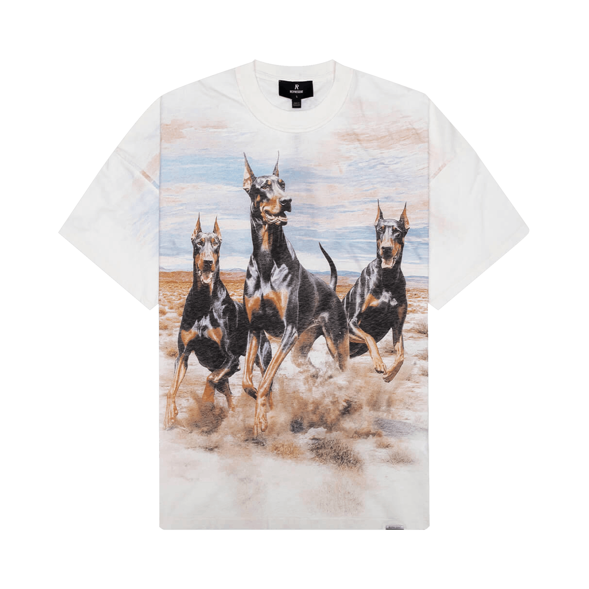 Represent Clo Western Dobermans T-Shirt 'Flat White'