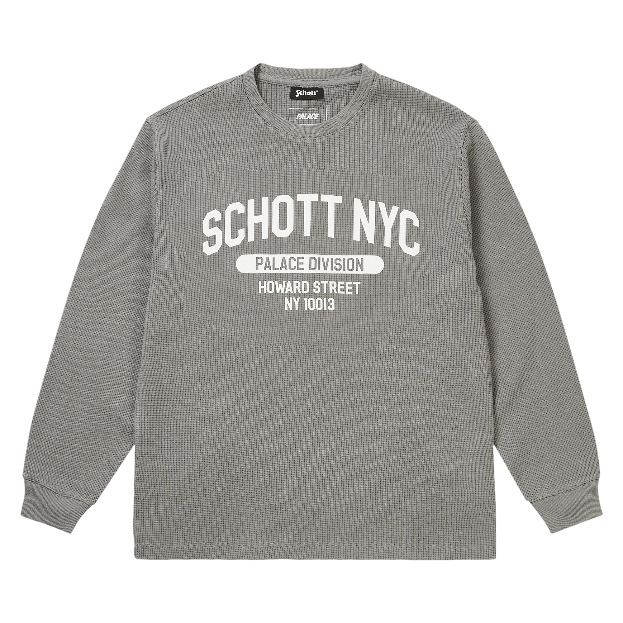 Palace x Schott Waffle Long-Sleeve 'Grey'