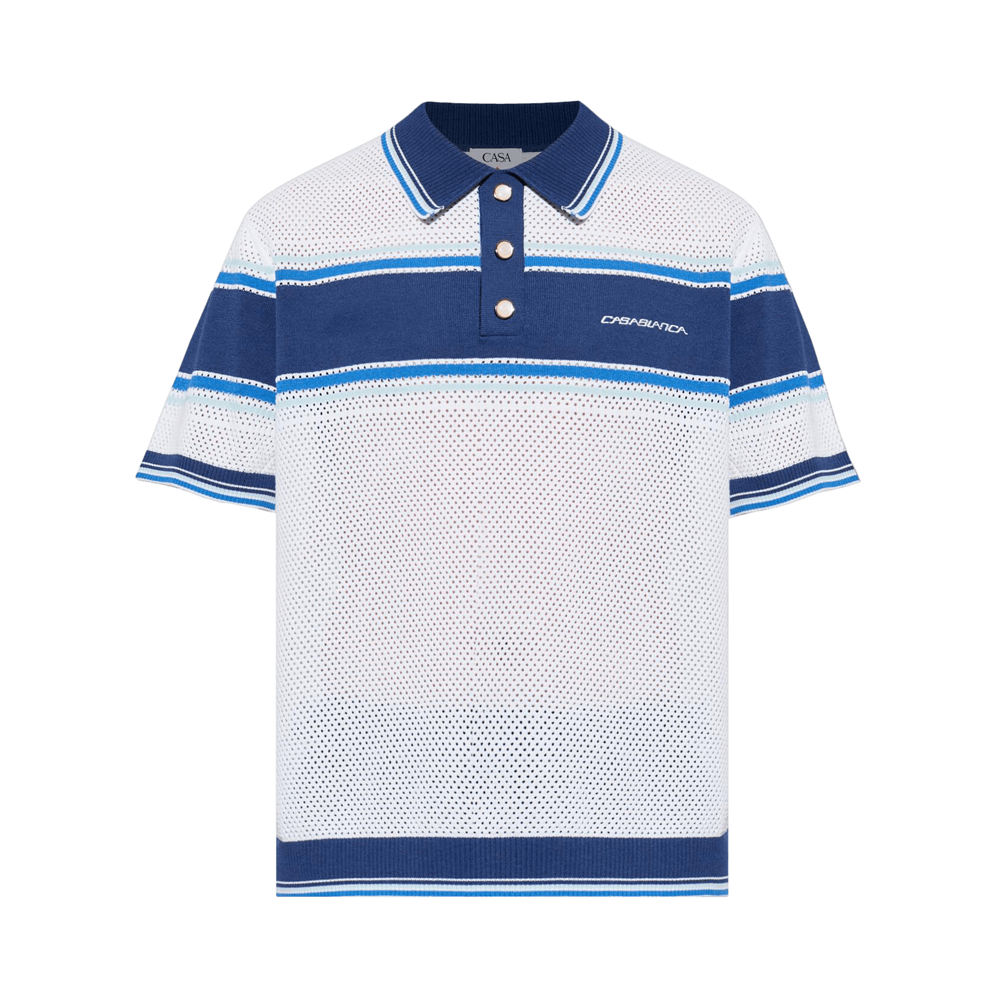 Casablanca Mesh Stripe Polo 'White'
