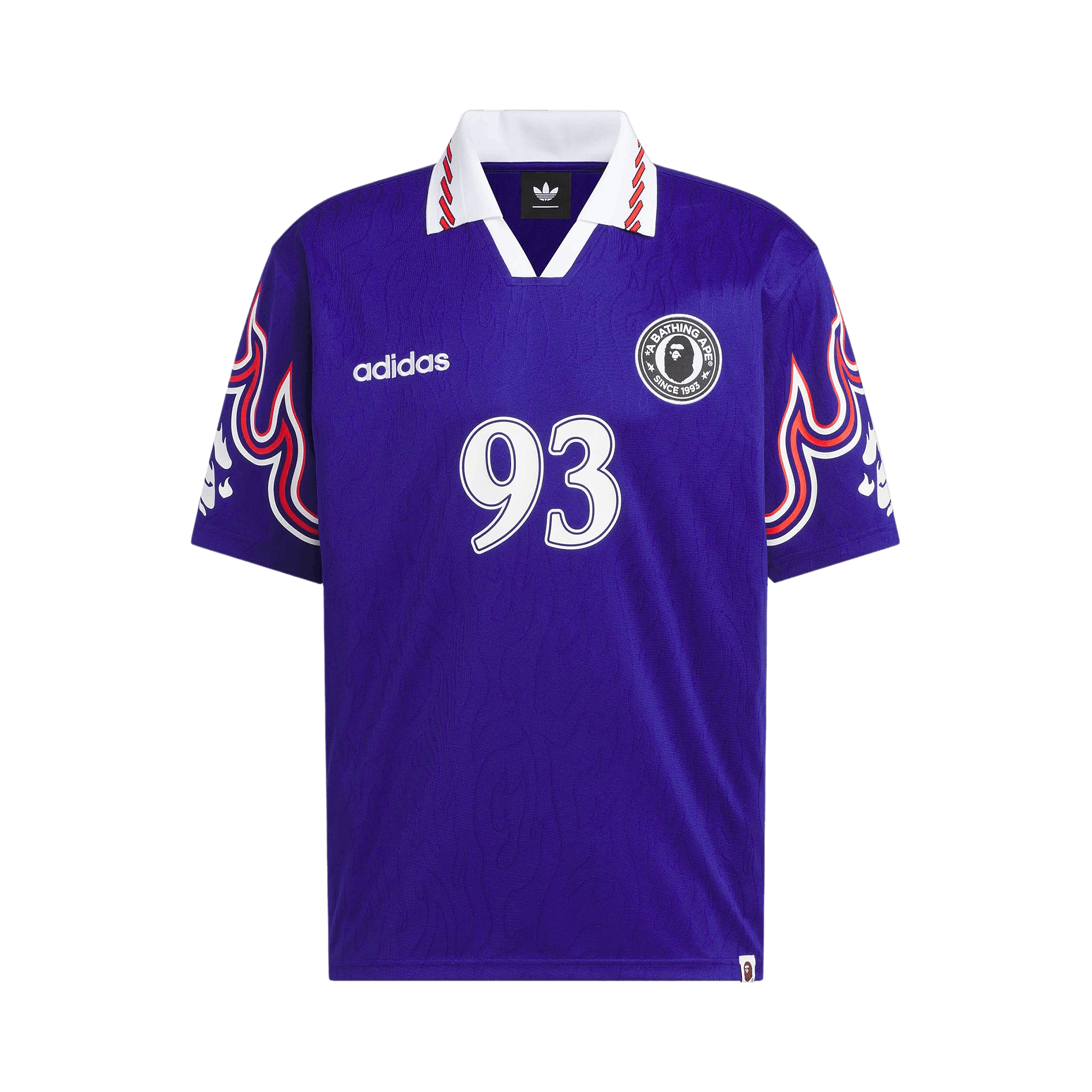 adidas Adidas x BAPE SSL Flame Jersey Japan Blue KF4914 Available