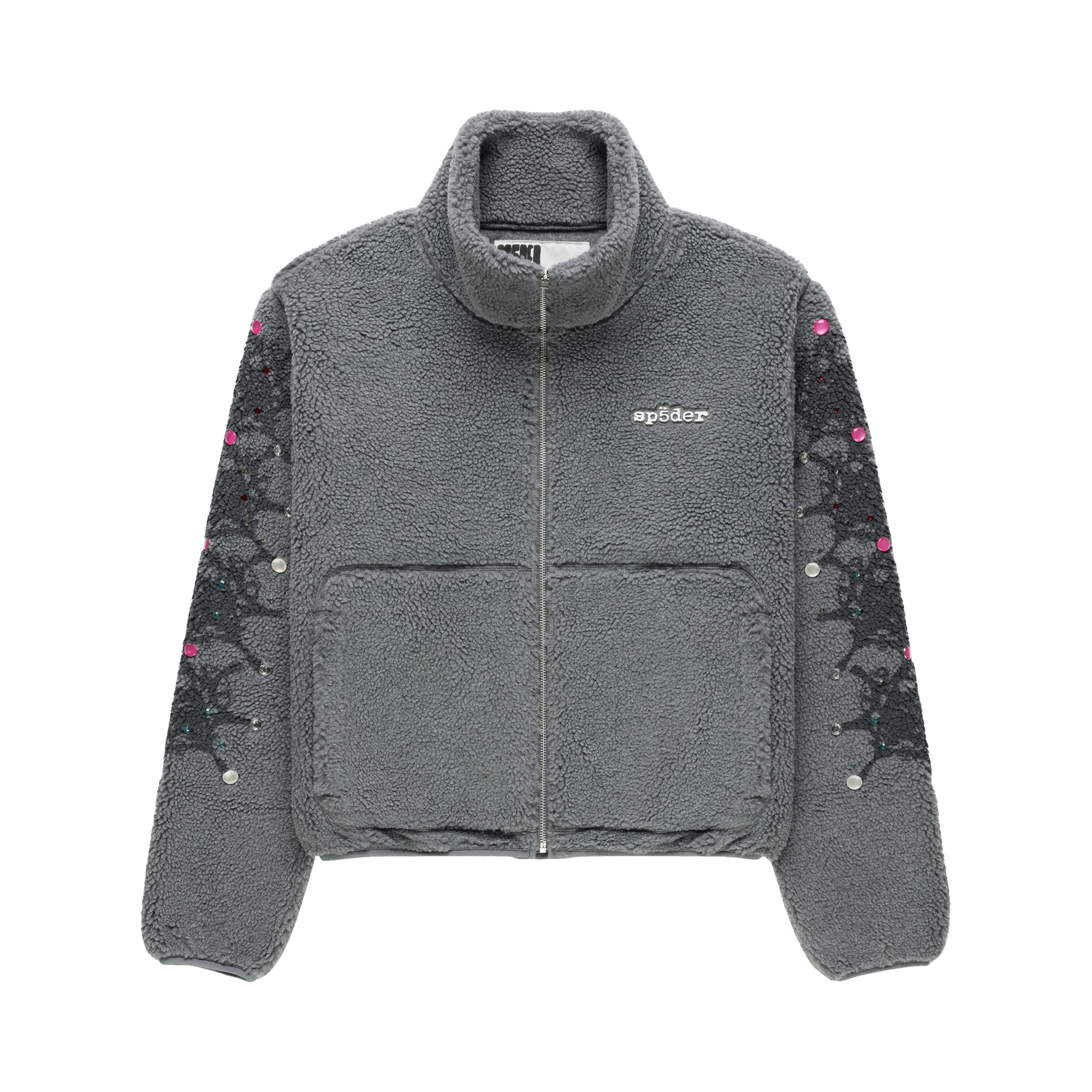 Sp5der Webstone Teddy Fleece Zip Up 'Slate Grey'