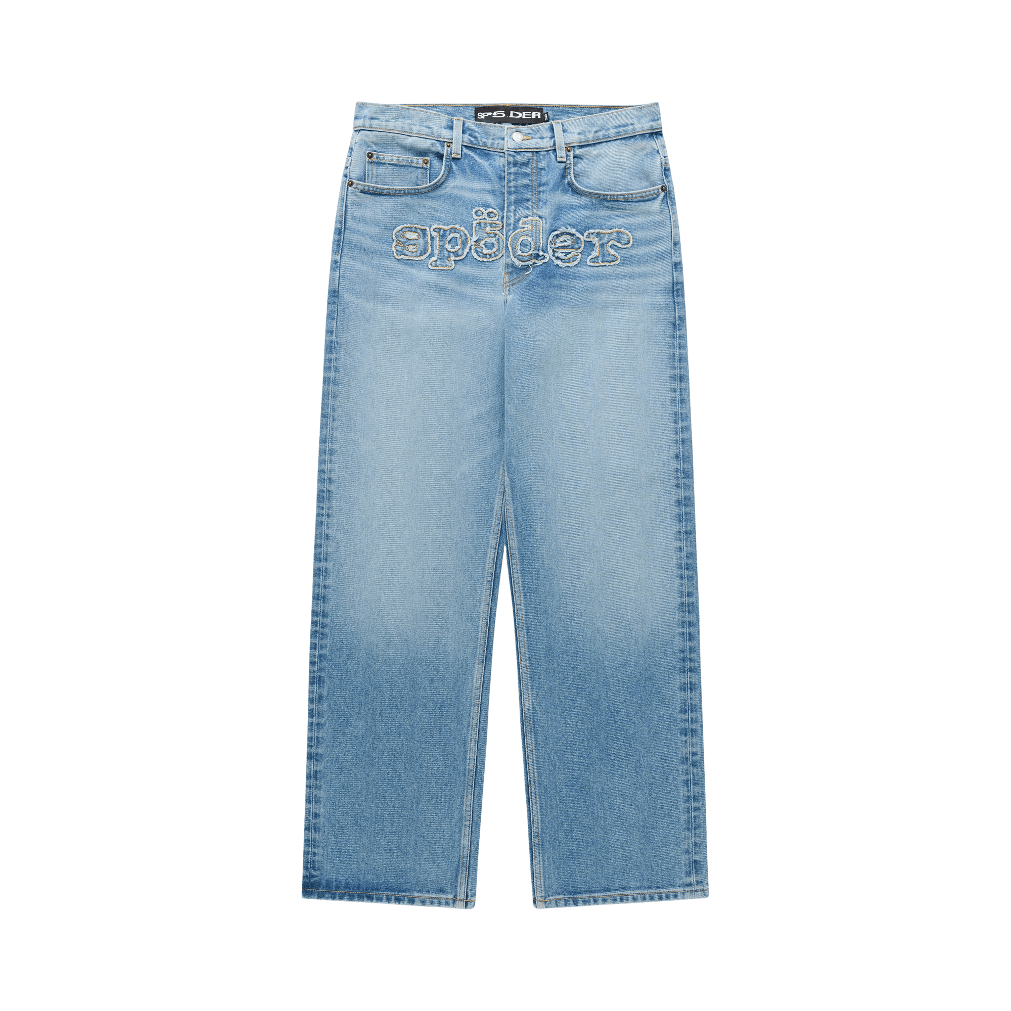 Sp5der Distressed Logo V3 Denim 'Vintage Wash'