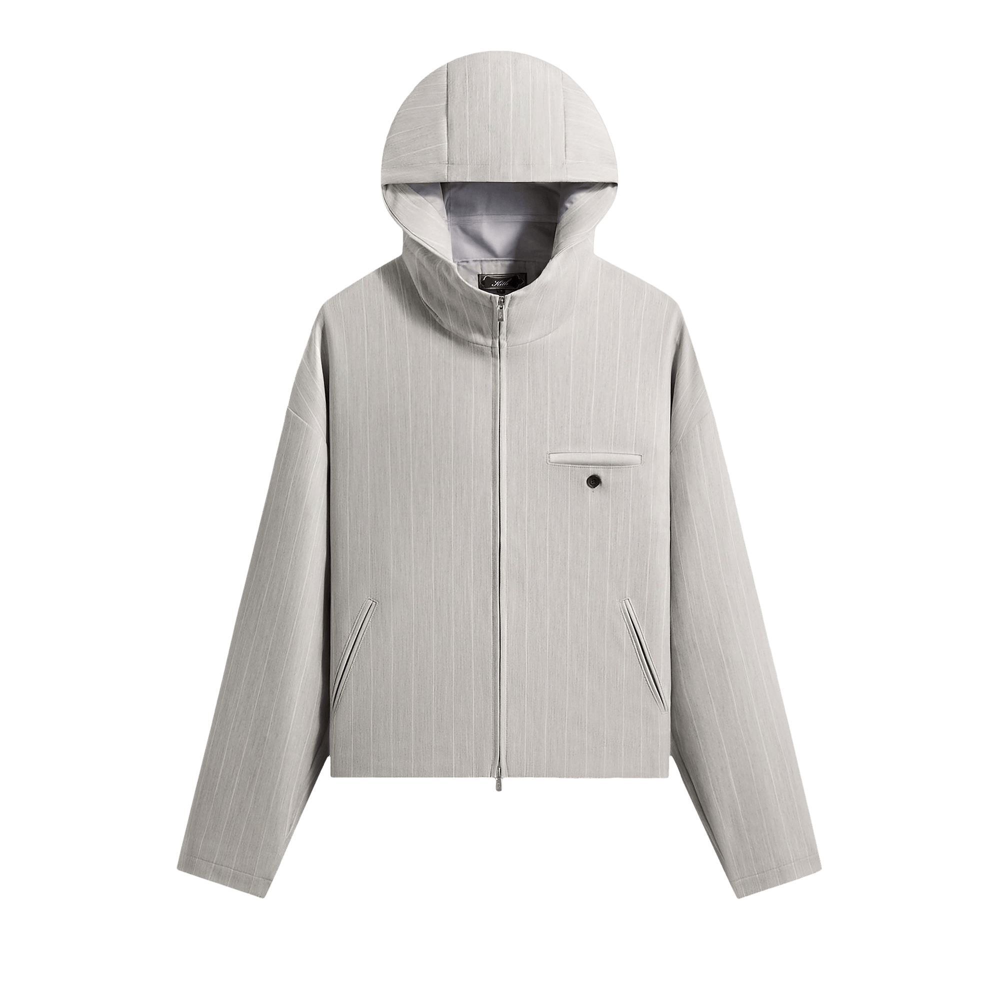 Kith Pinstripe Matteo Zip Up Hoodie 'Light Heather Grey'