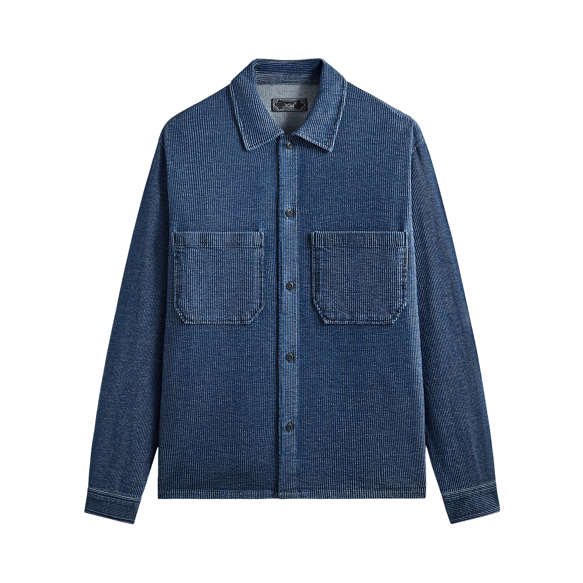 Kith Railroad Stripe Indigo Boxy Collar Overshirt 'Dark Indigo'