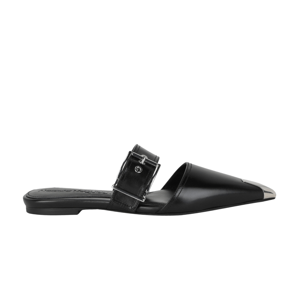 Alexander McQueen Wmns Punk Leather Flat 'Black Silver'