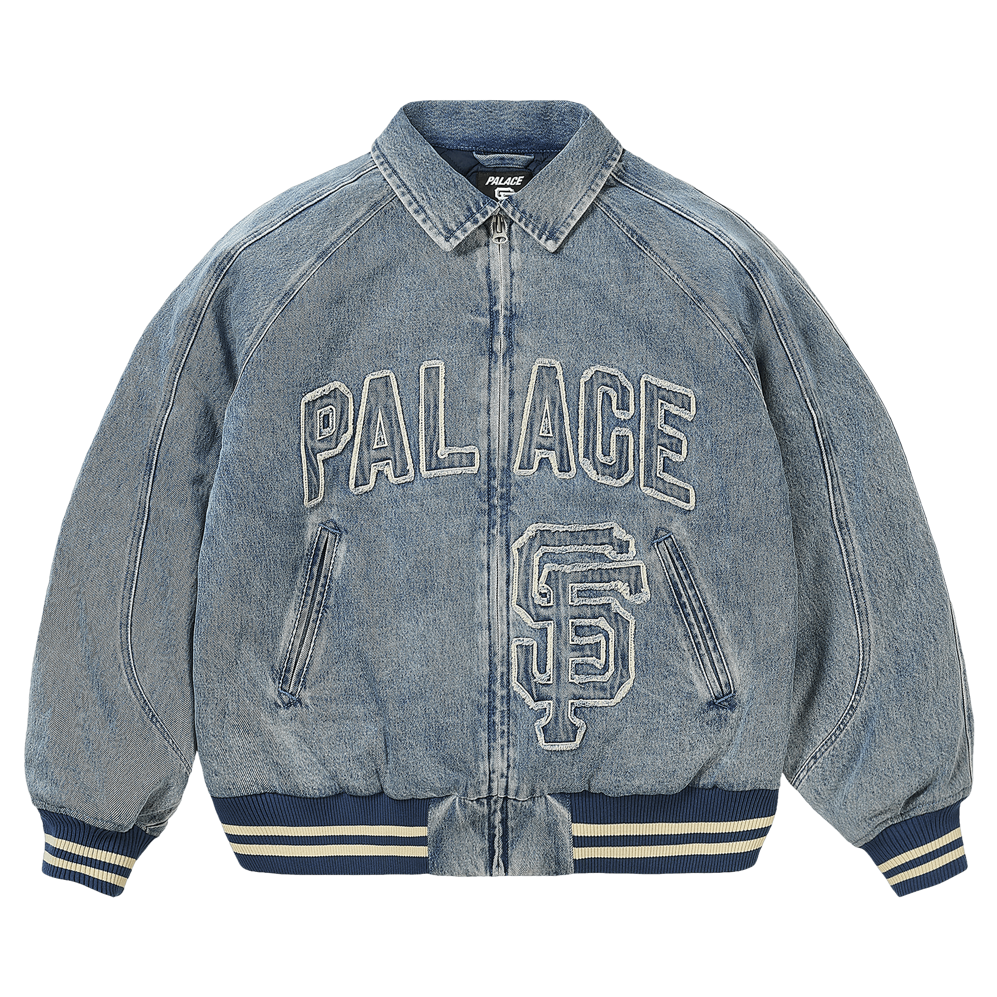 Palace x San Francisco Giants Denim Varsity Jacket 'Stone Wash'