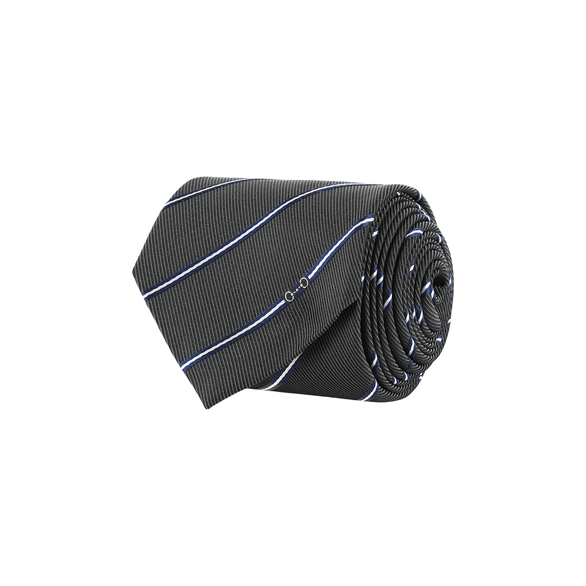 Gucci Striped Horsebit Silk Jacquard Tie 'Grey/Blue'