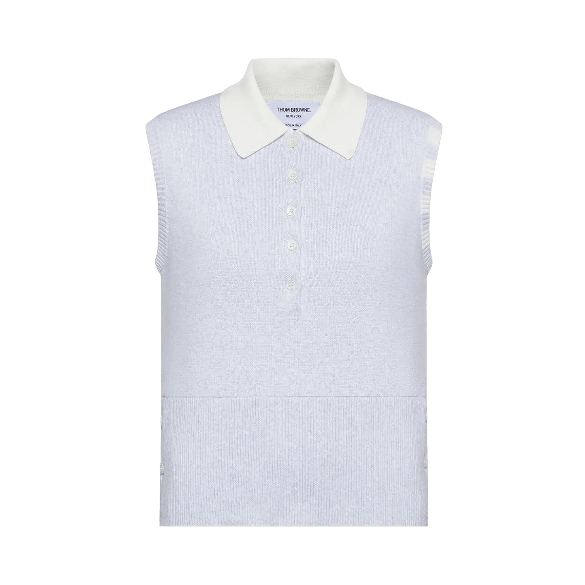 Thom Browne Milano Stitch Sleeveless Polo Shirt 'Pale Grey'
