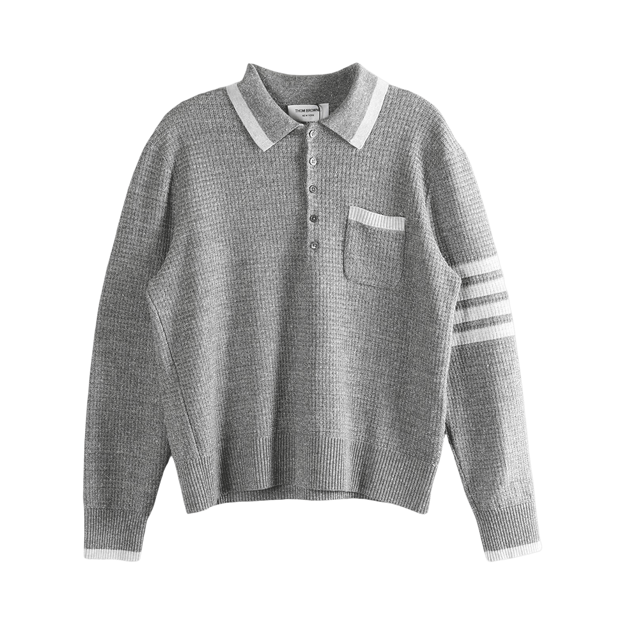 Thom Browne 4 Bar Stripe Relaxed Fit Long-Sleeve Polo T-Shirt 'Light Grey'
