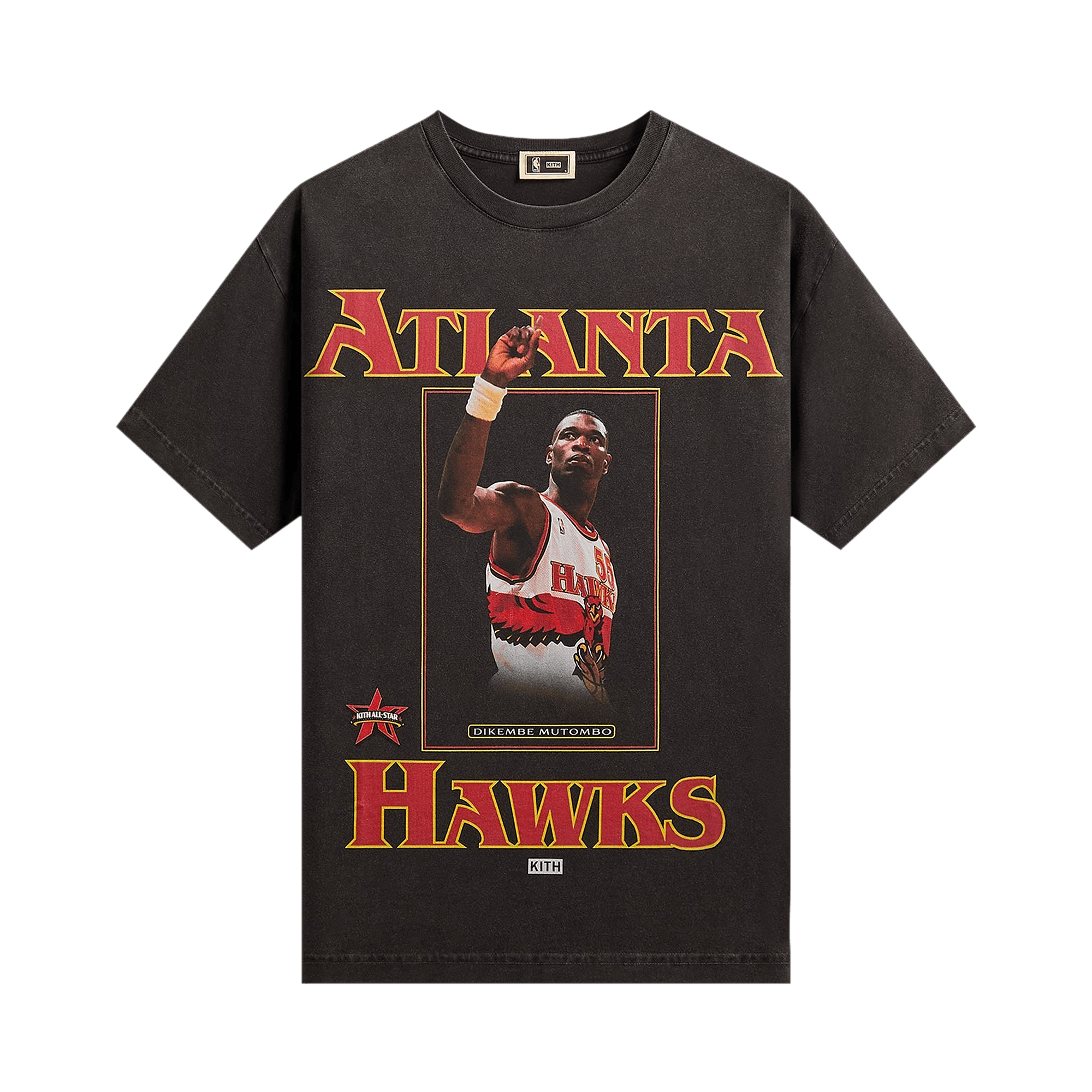 Kith For NBA All-Star Atlanta Hawks Dikembe Mutombo Vintage Tee 'Black'