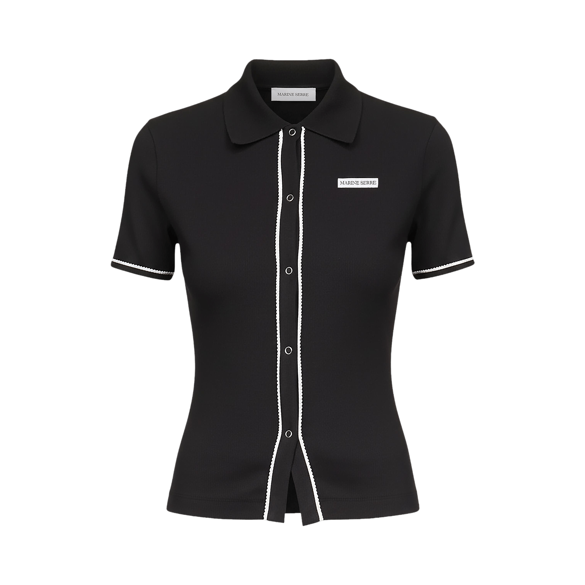 Marine Serre Cute 70'S Short-Sleeve Polo T-Shirt 'Black'
