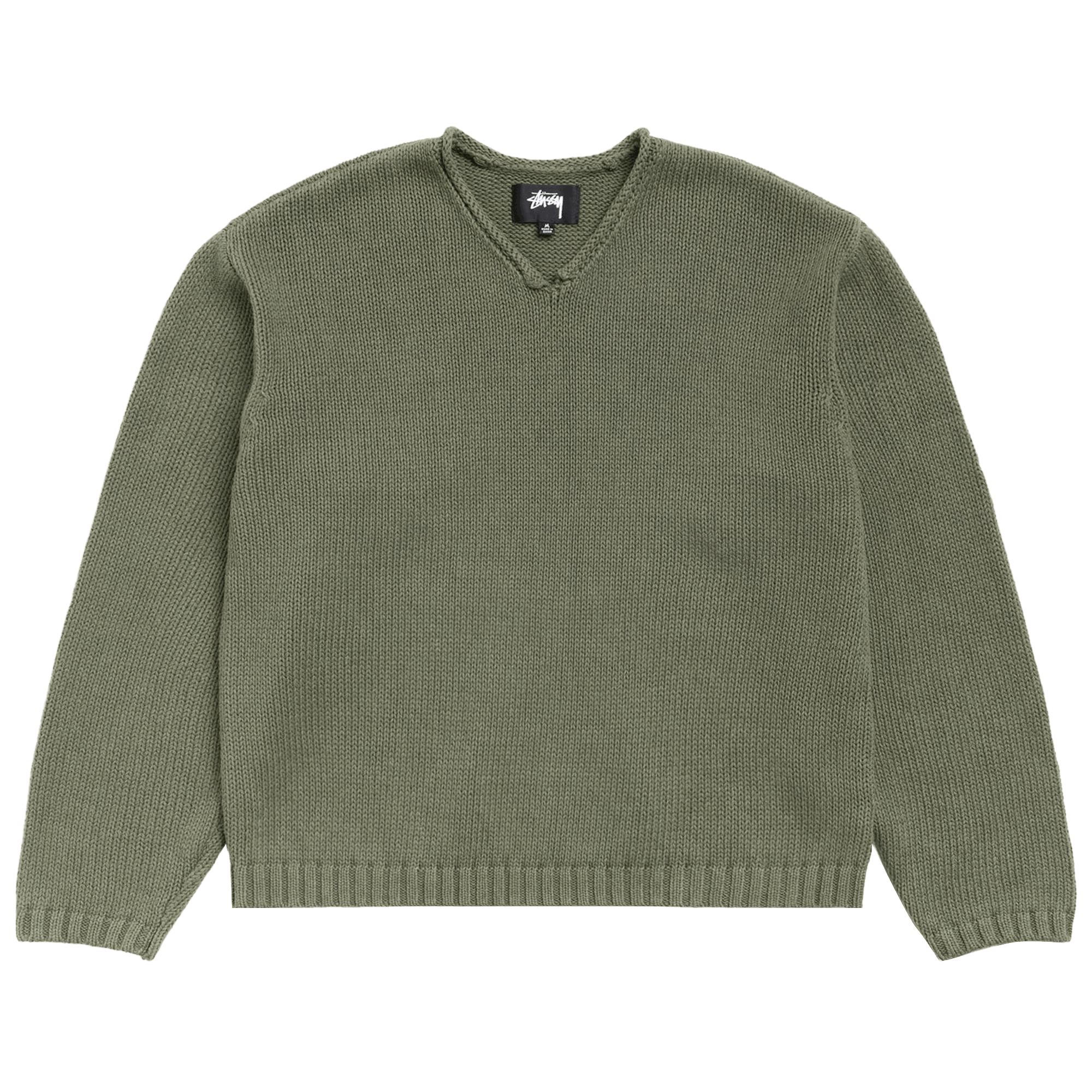 Stussy Roll V Neck Sweater 'Olive'
