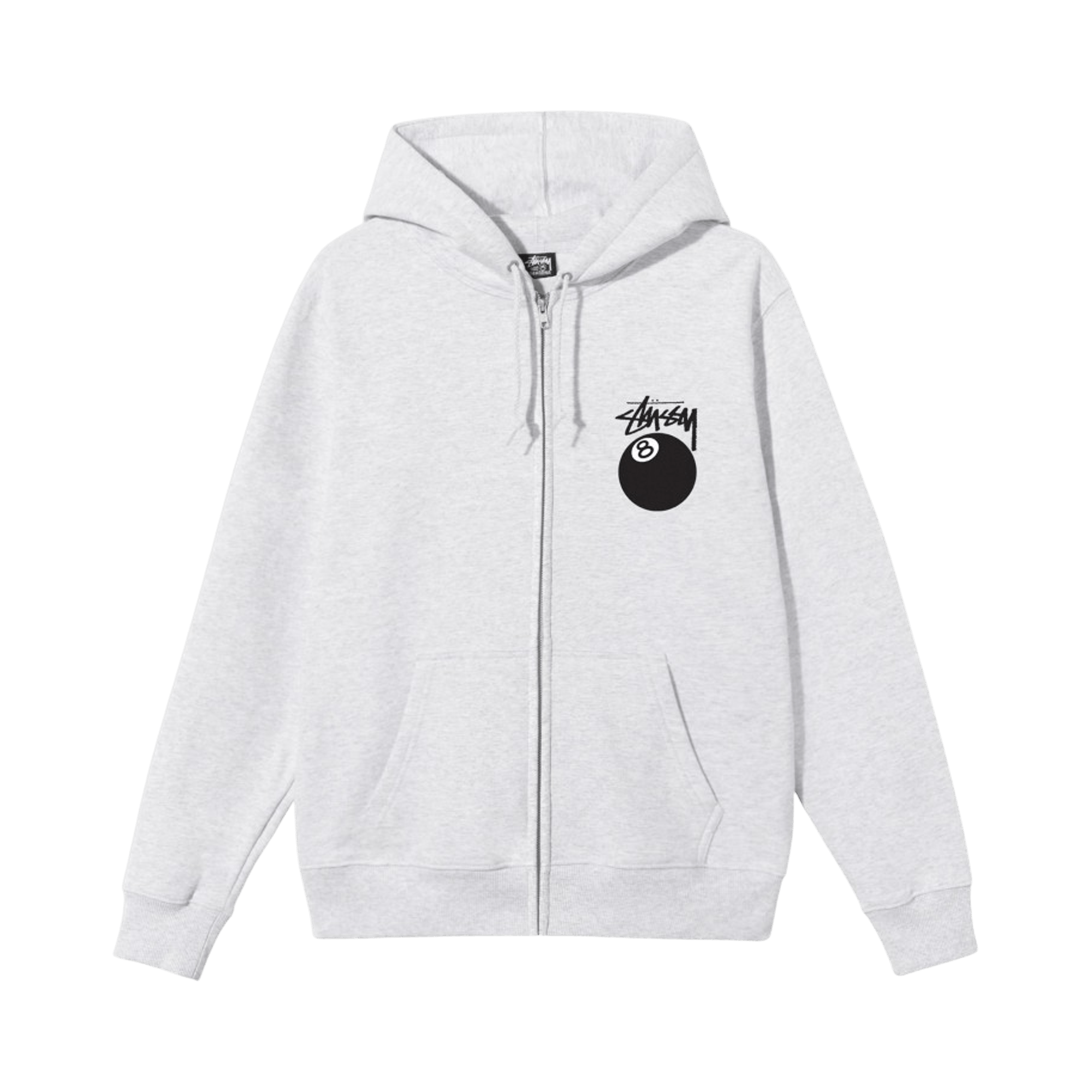 Stussy 8 Ball Zip Hooded Sweatshirt 'Ash Heather'