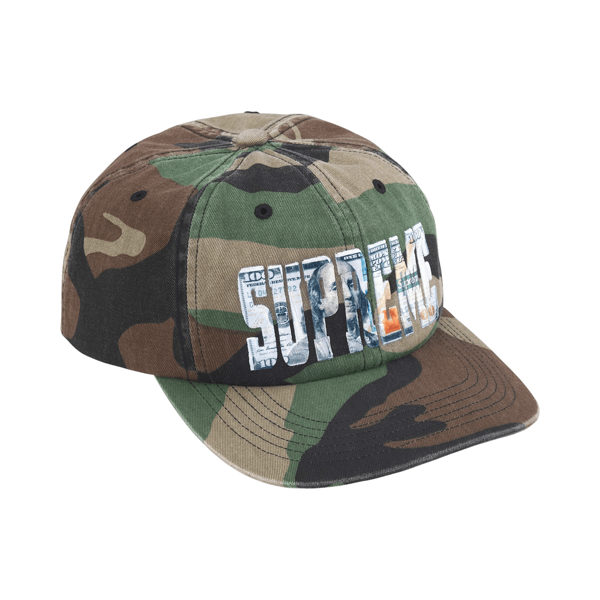 Supreme Embroidered Money Logo 6-Panel 'Woodland Camo'
