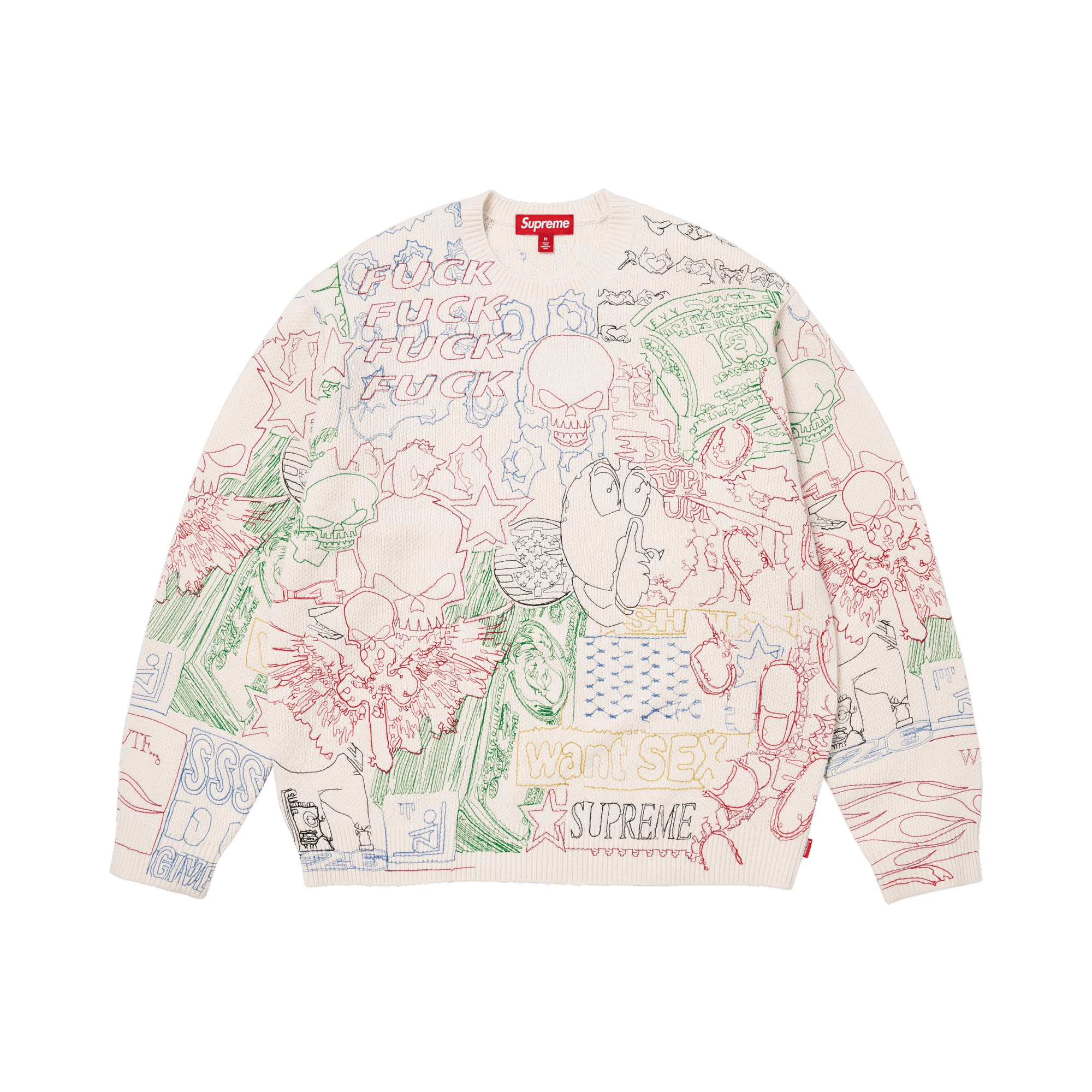 Supreme Collage Embroidered Sweater 'White'