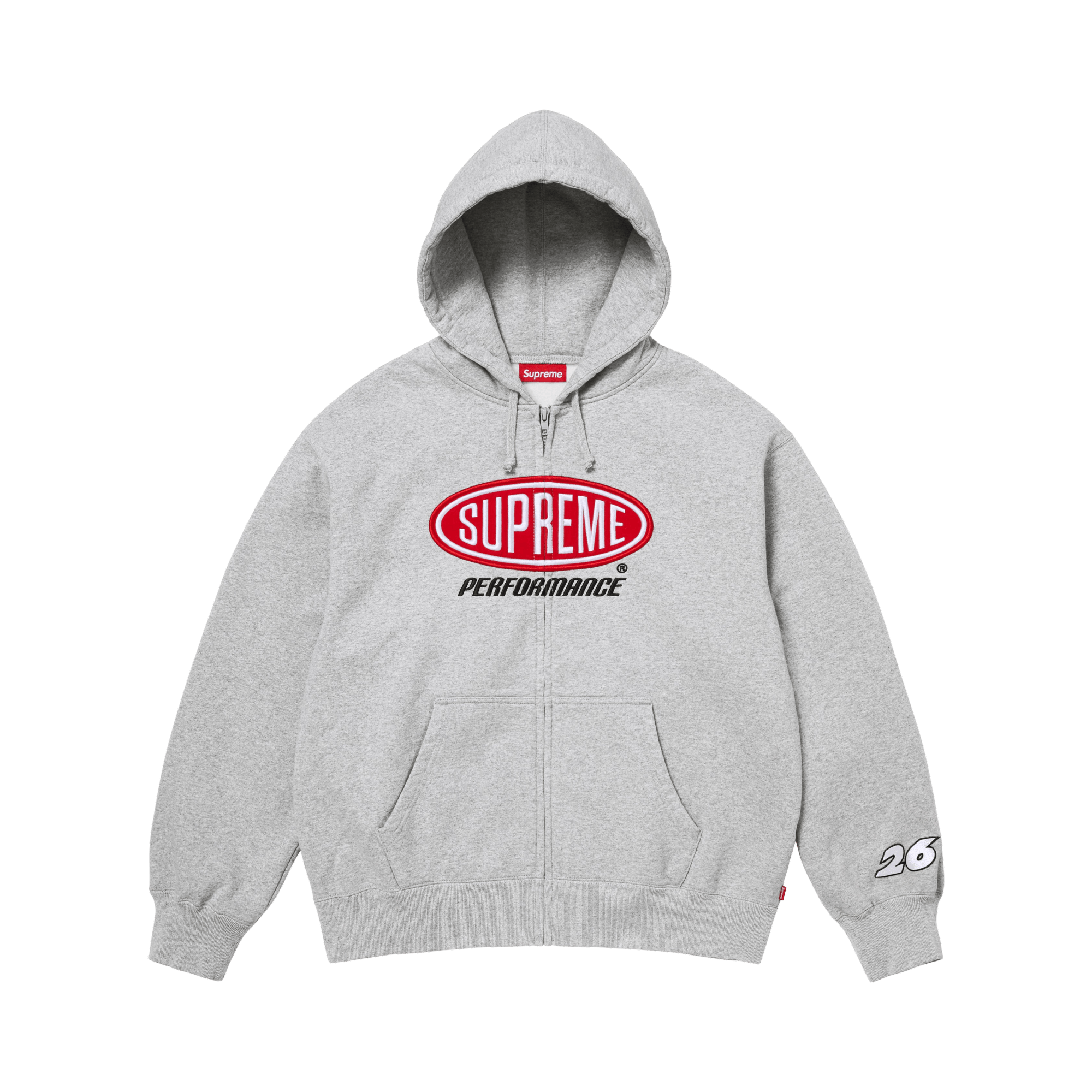 Supreme Performance Zip Up Hooded Sweatshirt 'Heather Grey'