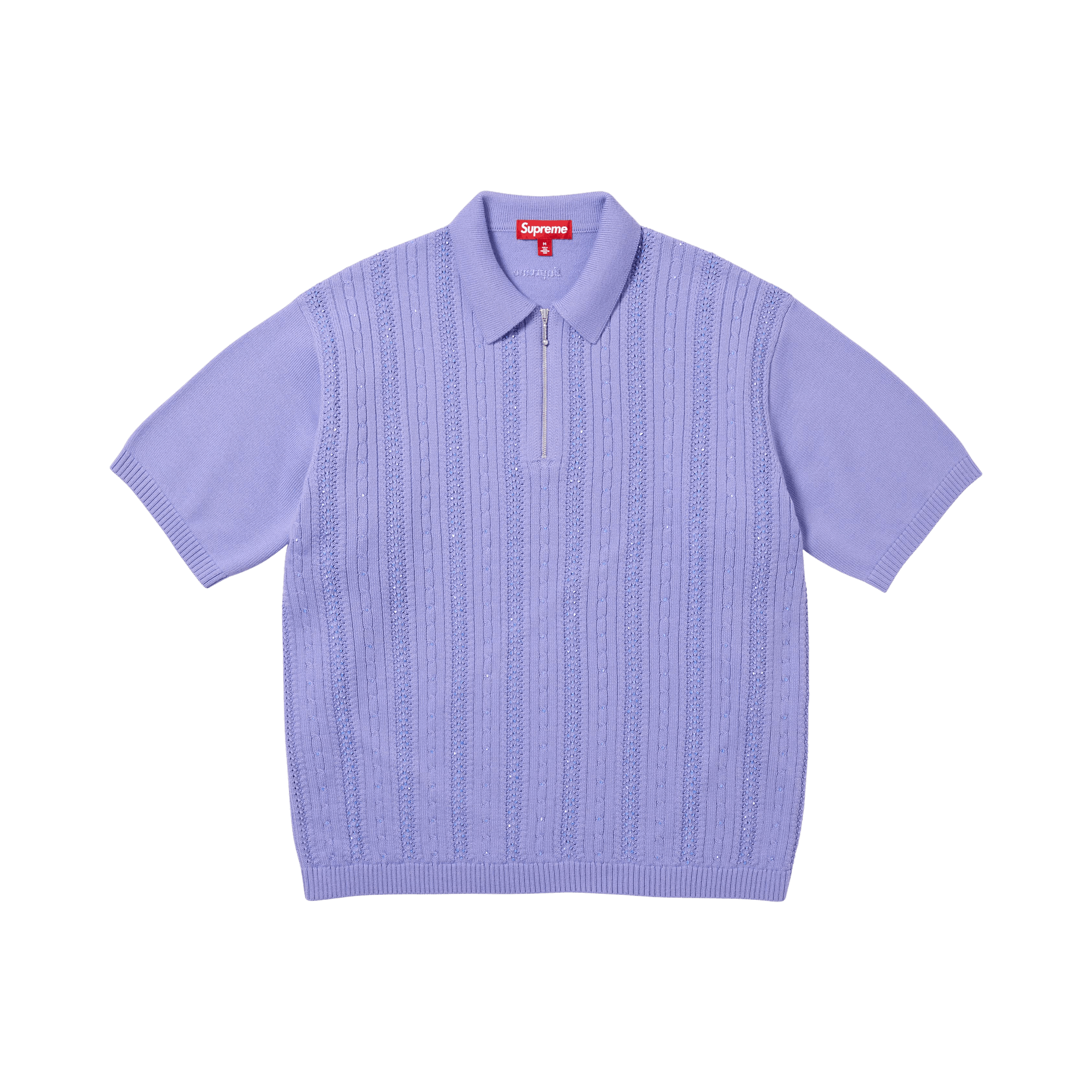 Supreme Beaded Zip Short-Sleeve Polo Sweater 'Lavender'