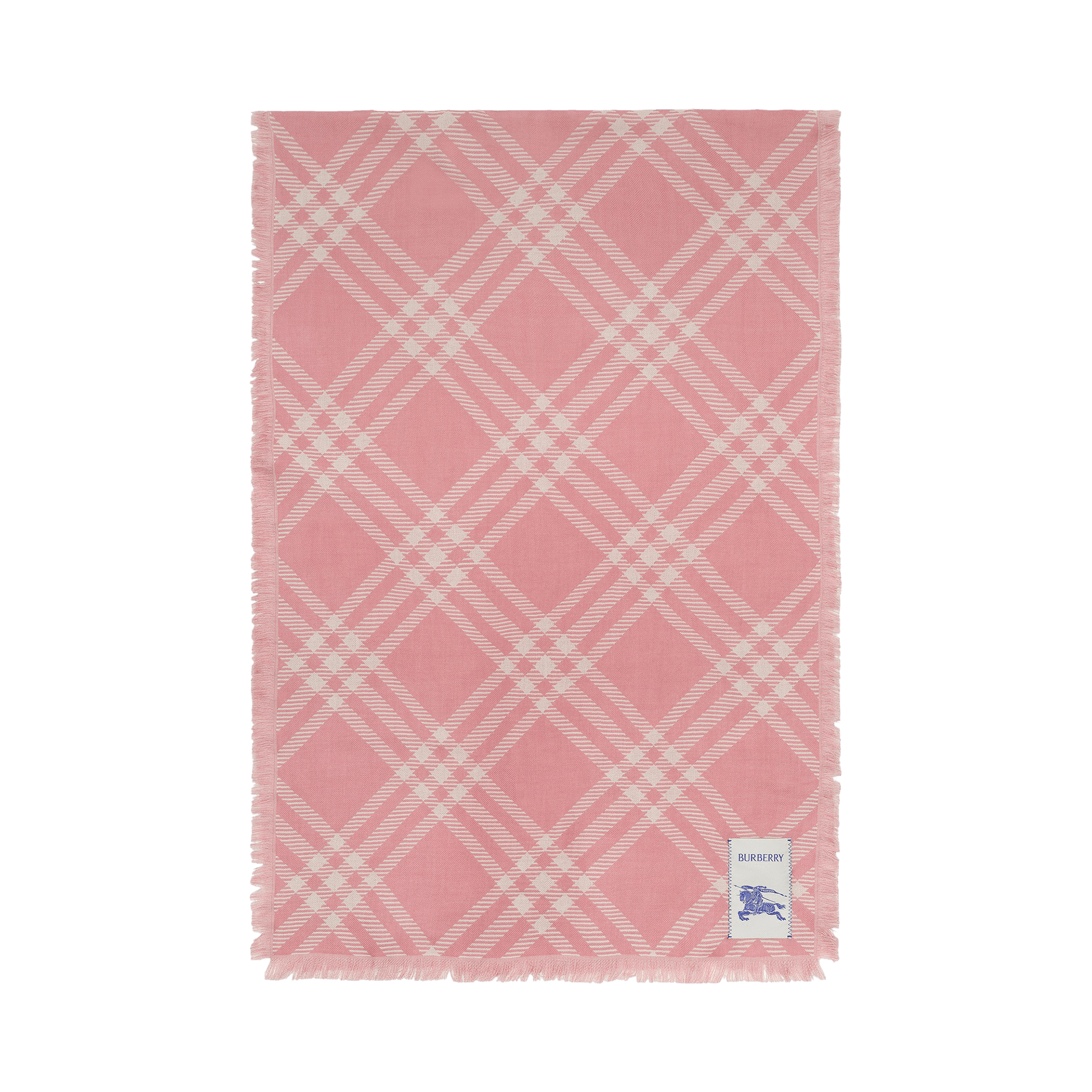 Burberry MU Wide Check Wool Silk Scarf 'Sugar Pink'