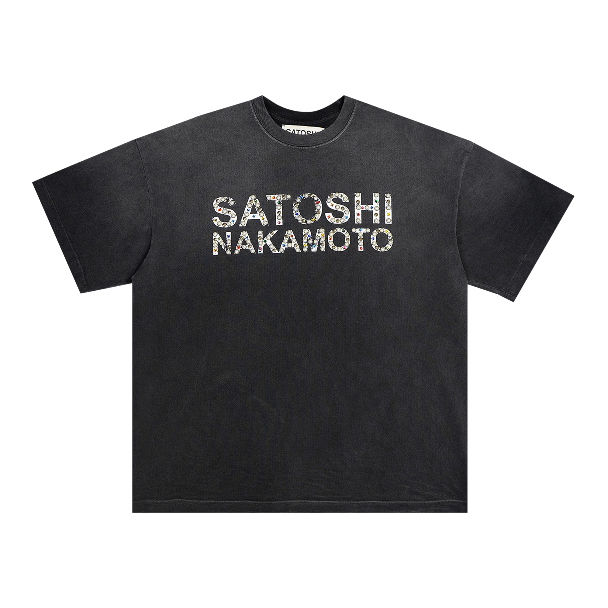 SatOshi Tシャツ アイボリー Satoshi Nakamoto Satoshi Nakamoto - Studded Logo T-Shirt in Dirty White – SVRN