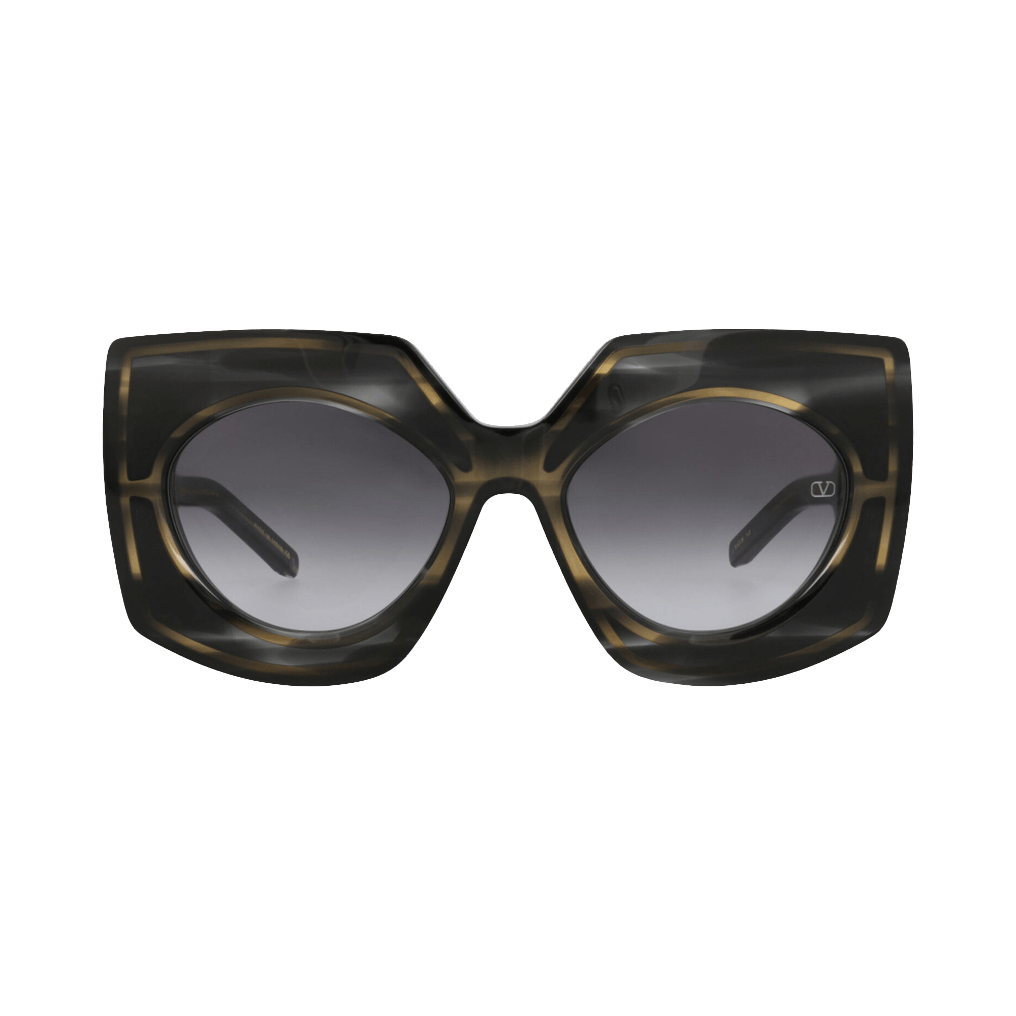 Valentino Square-Frame Acetate Sunglasses 'Black/Havana/Grey'
