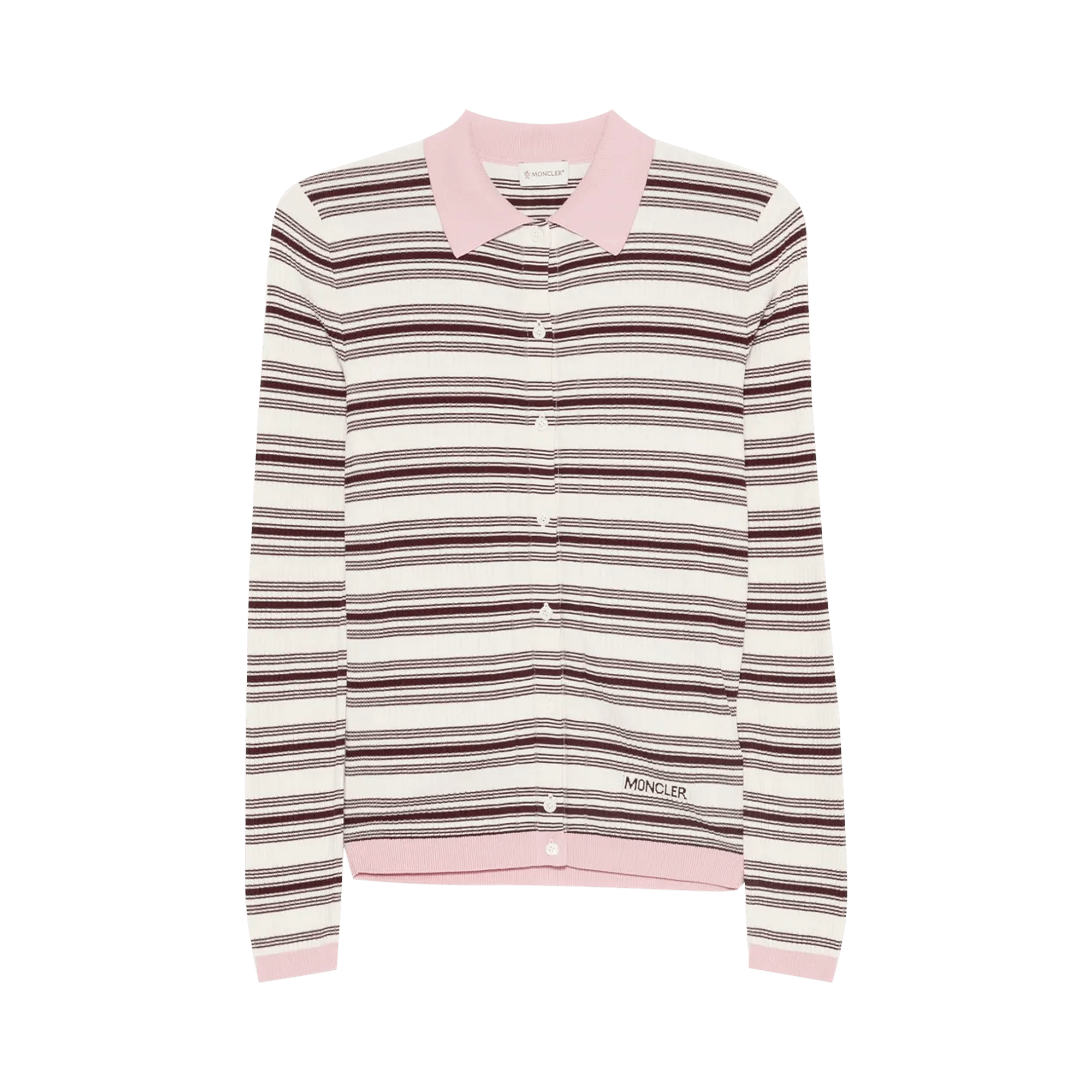 Moncler Long-Sleeve Striped Polo Shirt 'Burgundy Stripe'