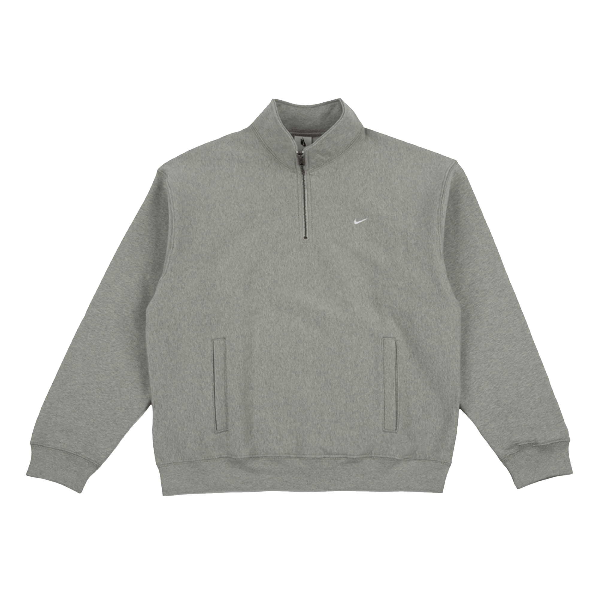 Nike Solo Swoosh Fleece Quarter-Zip Top 'Dark Grey Heather/White'