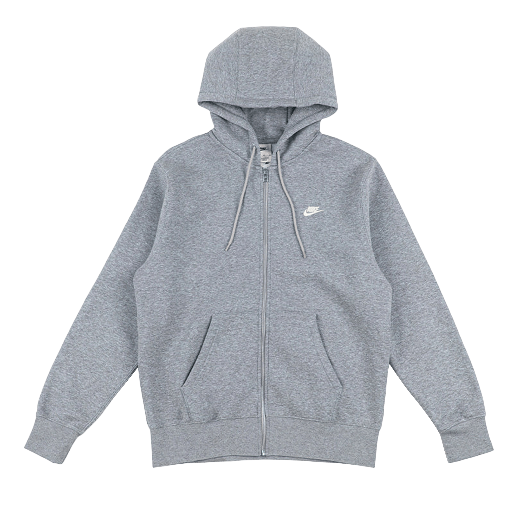 Nike Club Fleece FZ Hoodie 'Dark Grey Heather/Light Smoke Grey/White'
