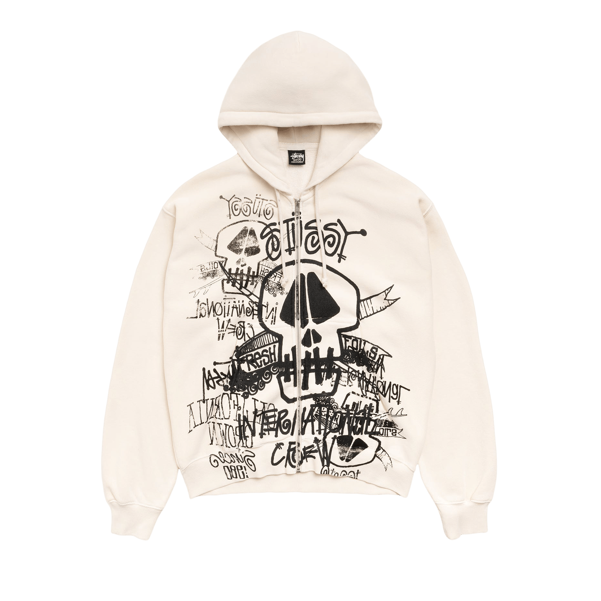 Stussy Skulls Zip Hoodie Pigment Dyed 'Bone'
